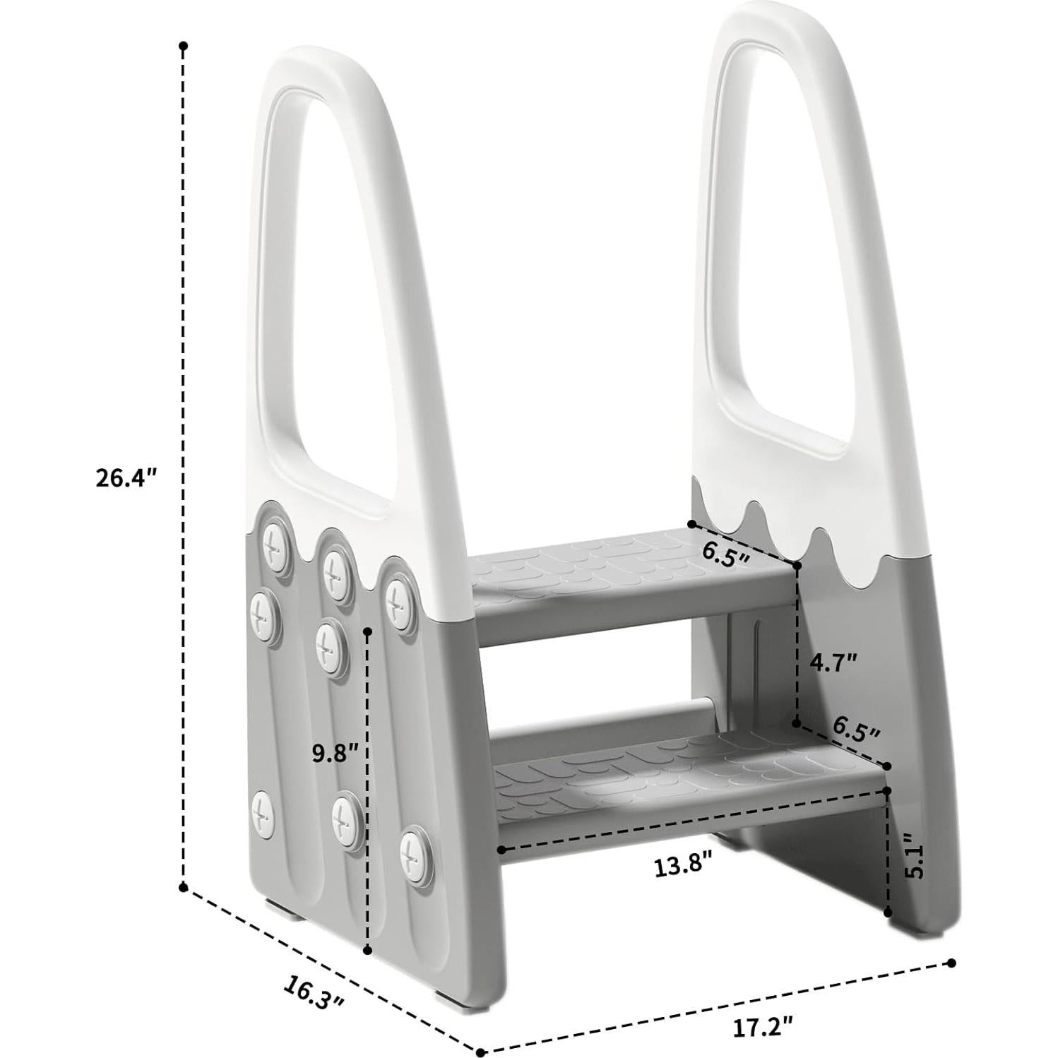 Escalera de Dos Pasos Joylico para Niños - Antideslizante Gris