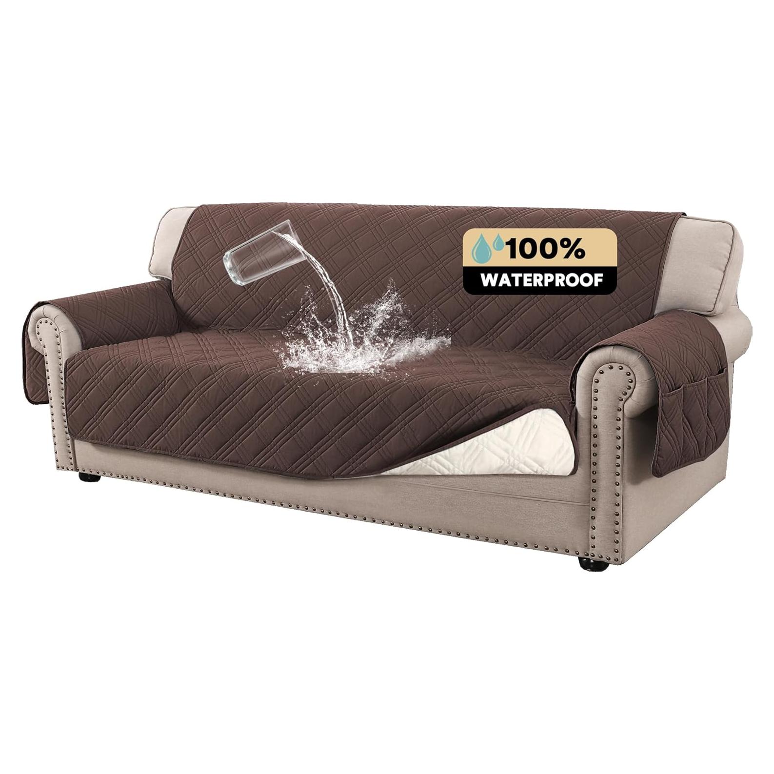 Cubierta de Sofá XL Impermeable PrinceDeco Marrón Antideslizante
