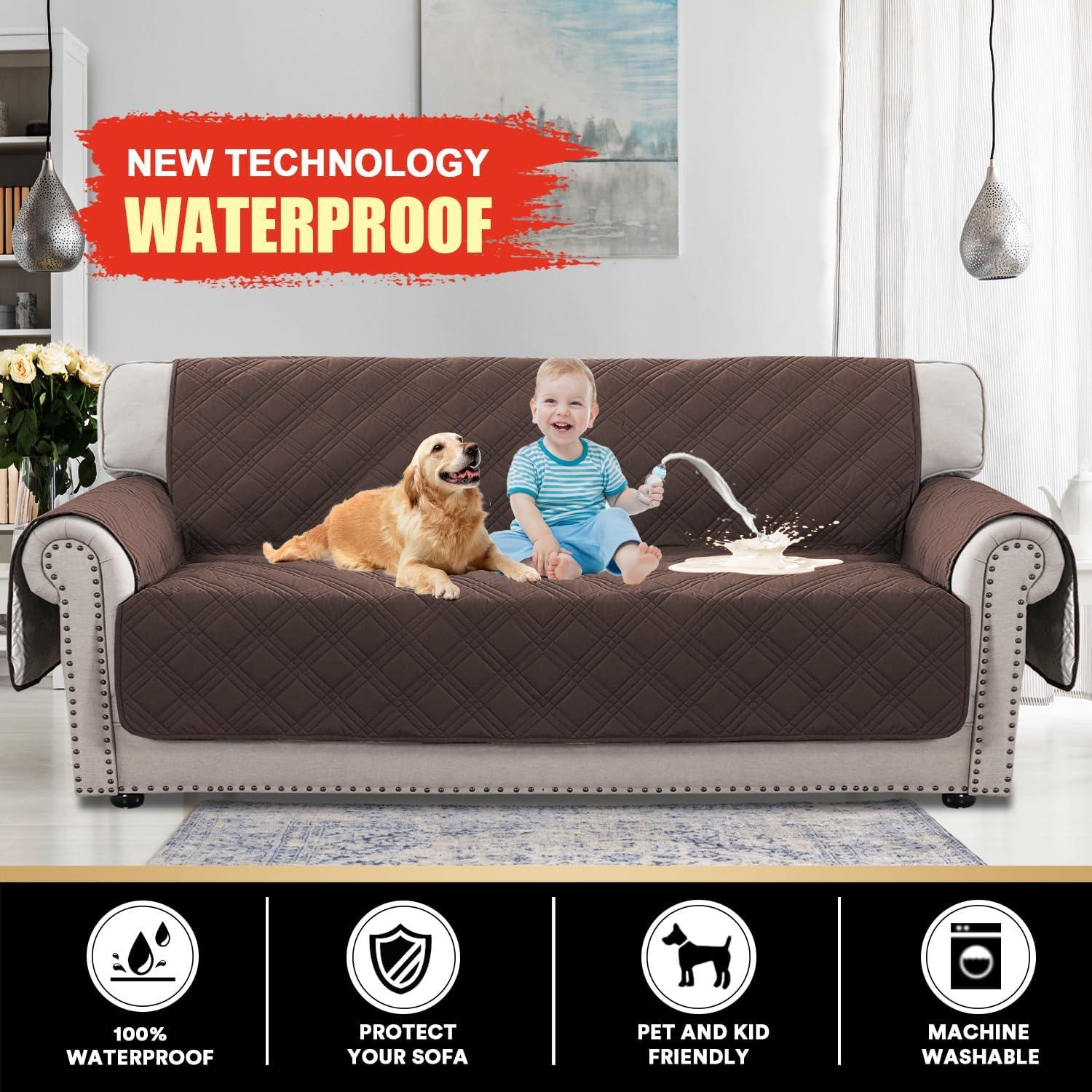 Cubierta de Sofá XL Impermeable PrinceDeco Marrón Antideslizante