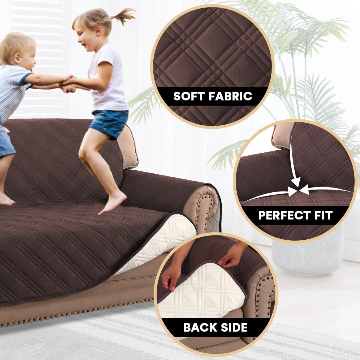 Cubierta de Sofá XL Impermeable PrinceDeco Marrón Antideslizante