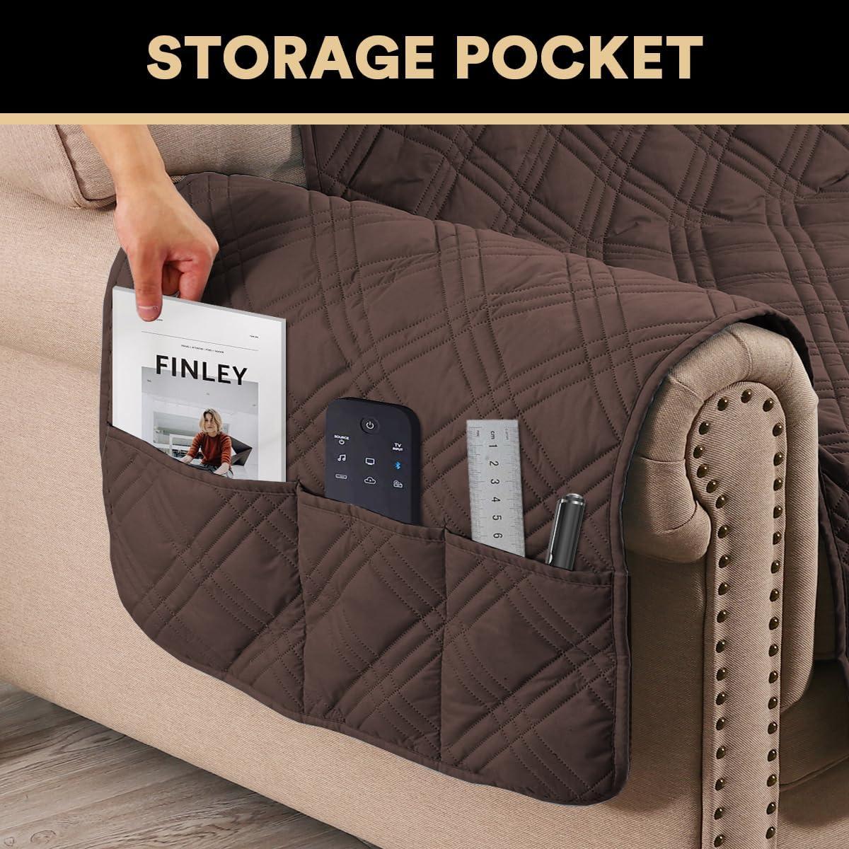 Cubierta de Sofá XL Impermeable PrinceDeco Marrón Antideslizante