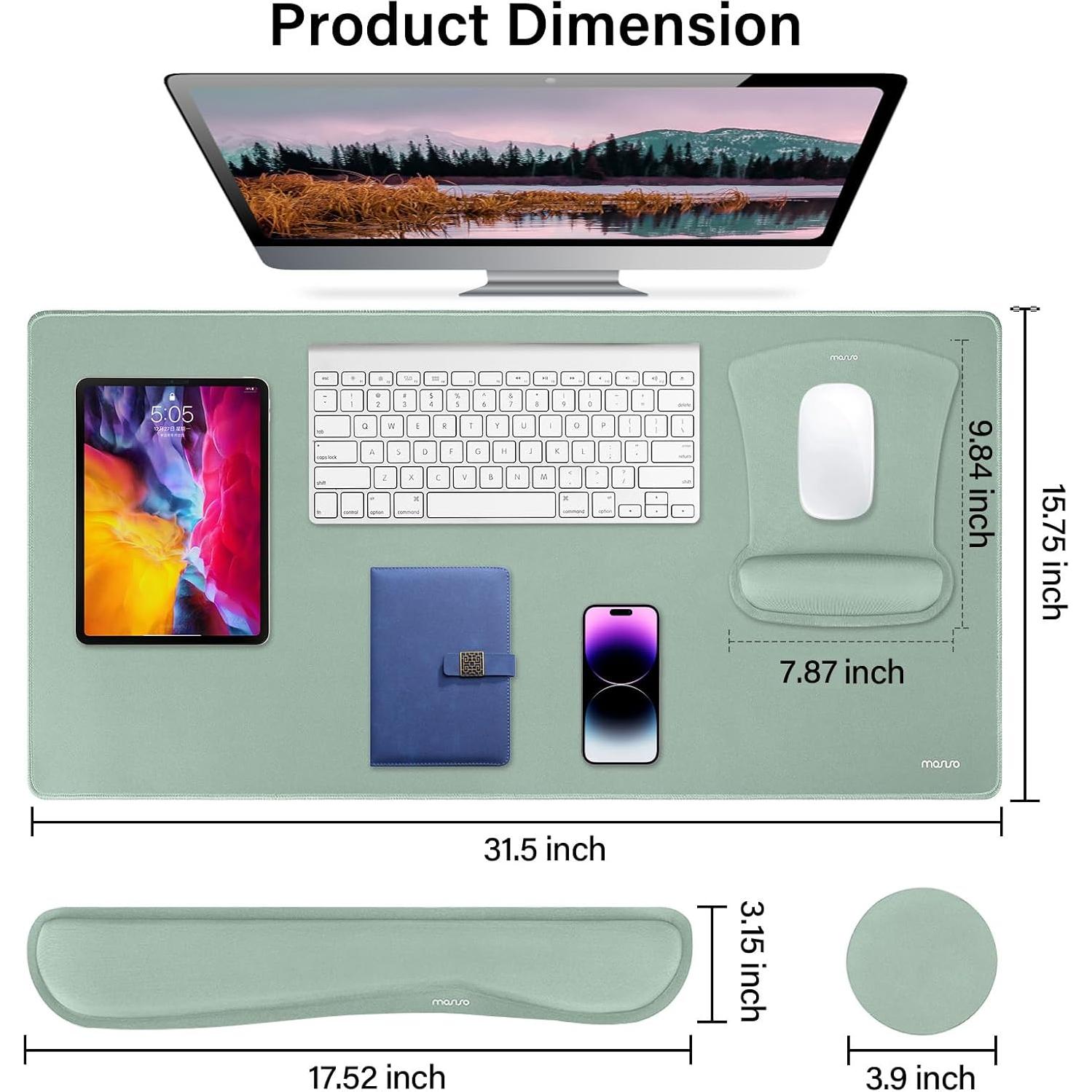 Conjunto Alfombrilla de Teclado y Ratón Ergonómico Mosiso Verde