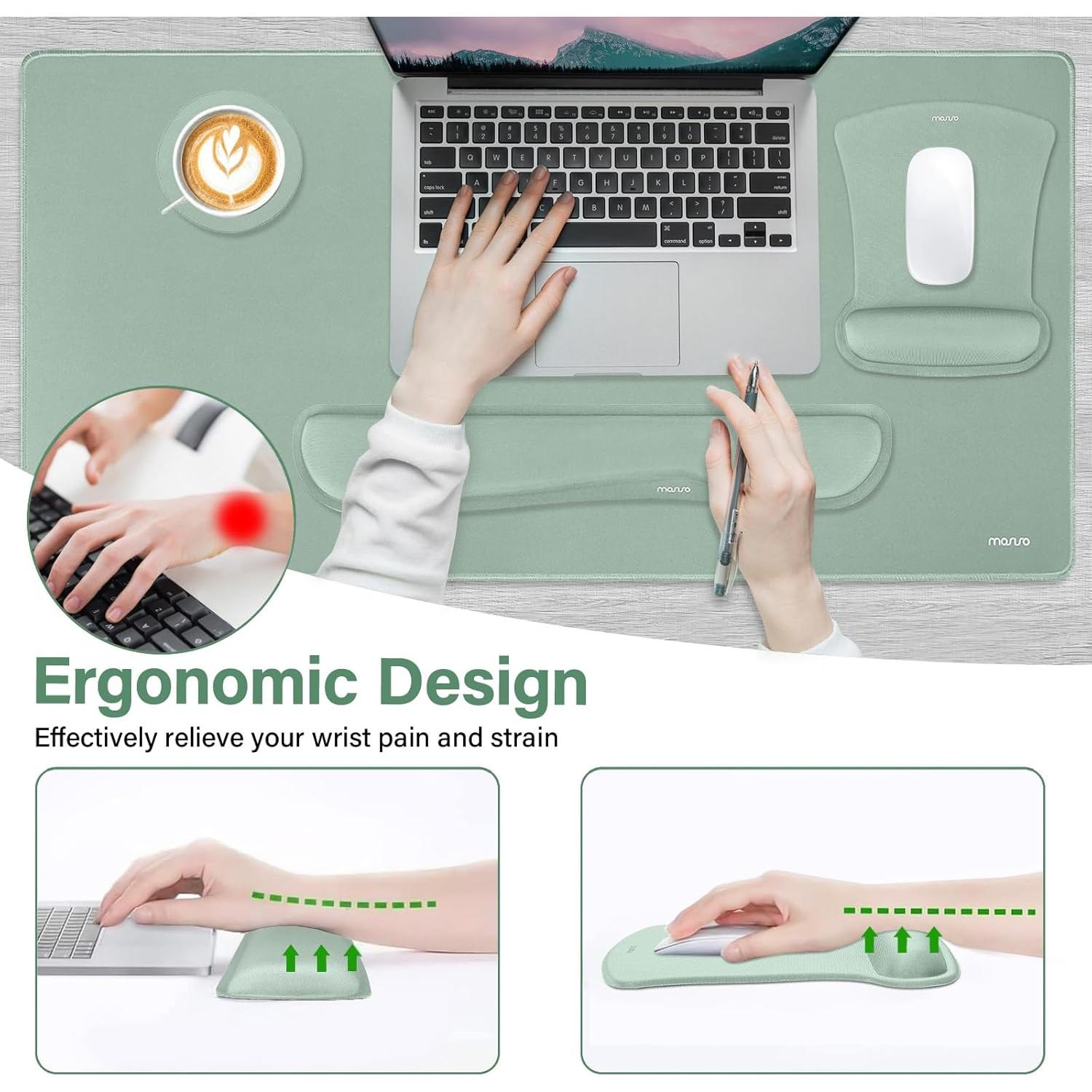 Conjunto Alfombrilla de Teclado y Ratón Ergonómico Mosiso Verde