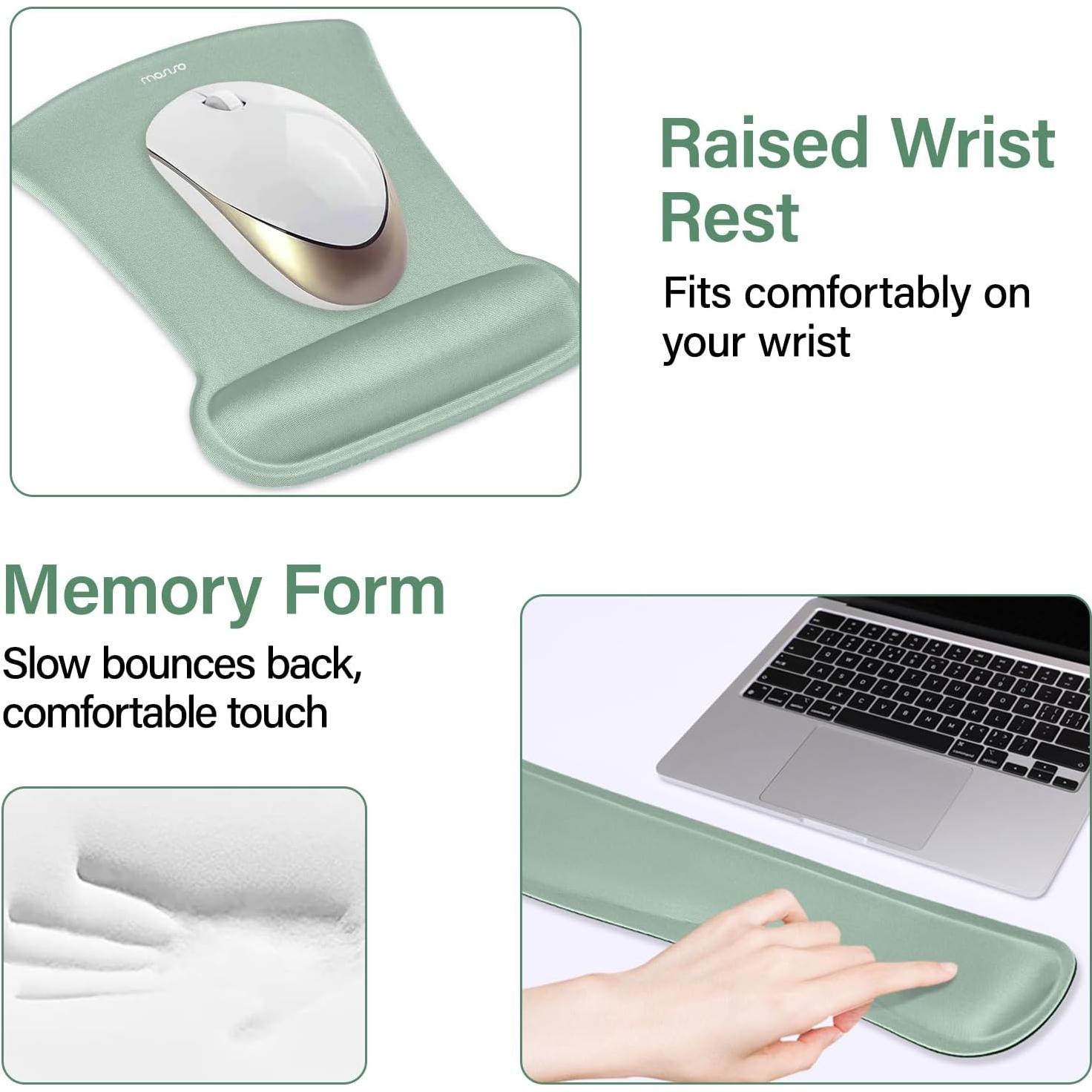 Conjunto Alfombrilla de Teclado y Ratón Ergonómico Mosiso Verde