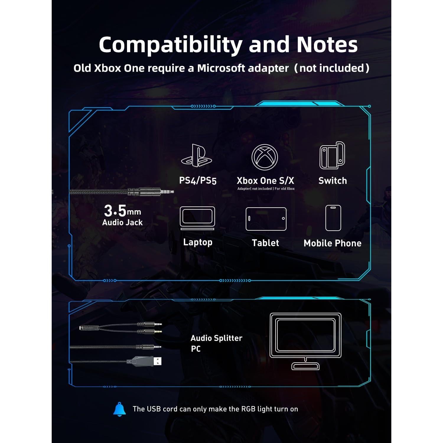 Auriculares para Juegos Nanddi K8 con Micrófono y RGB 7.1