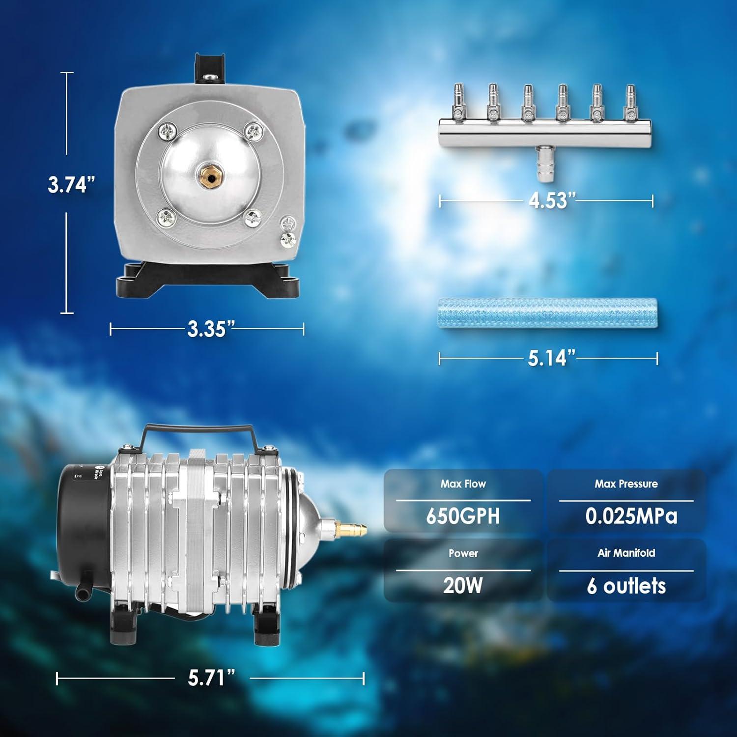 Bomba de Aire para Acuario Waayon 650GPH 20W Eficiente