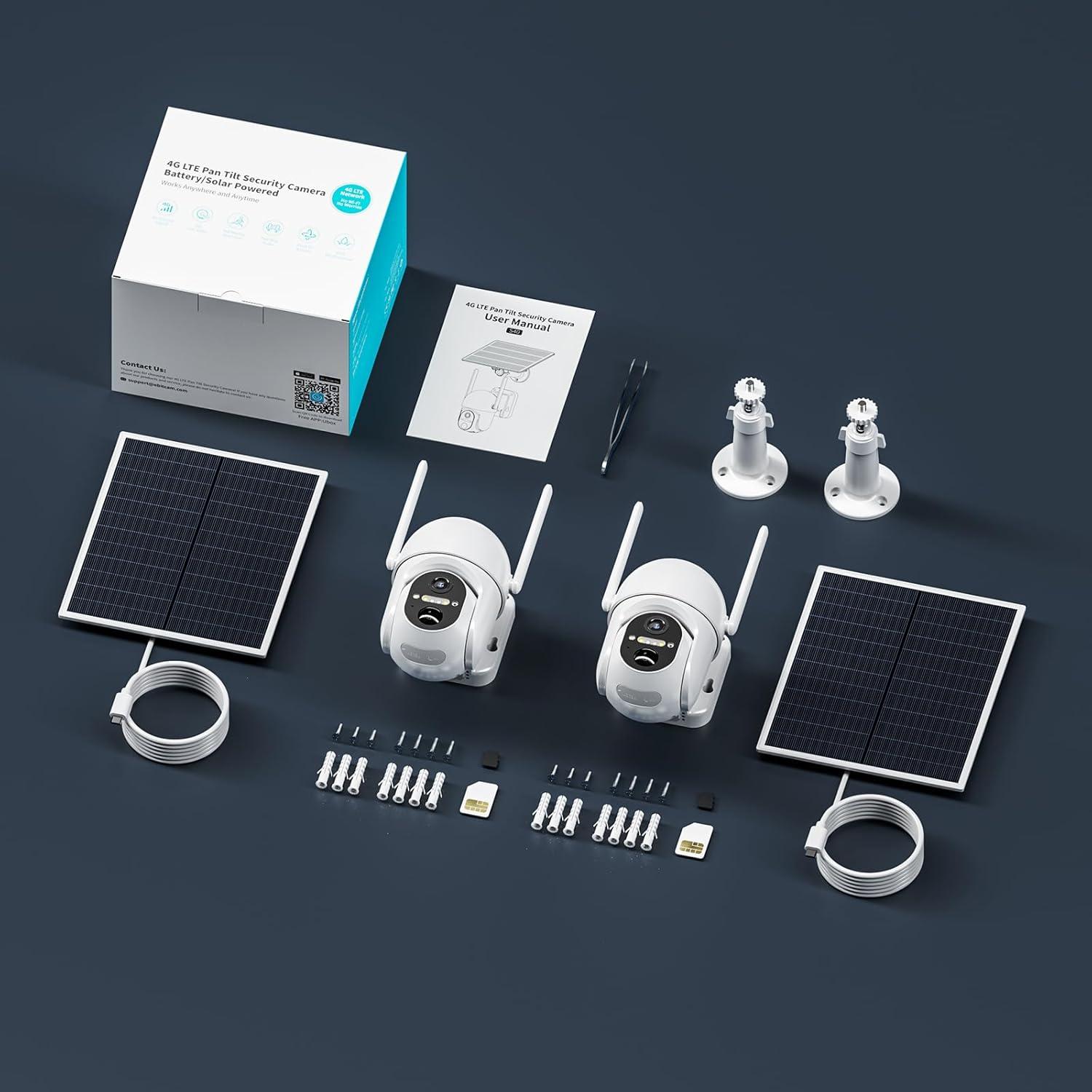 Cámaras de Seguridad Solar 4G LTE ELYSOO - Paquete de 2, 2K HD