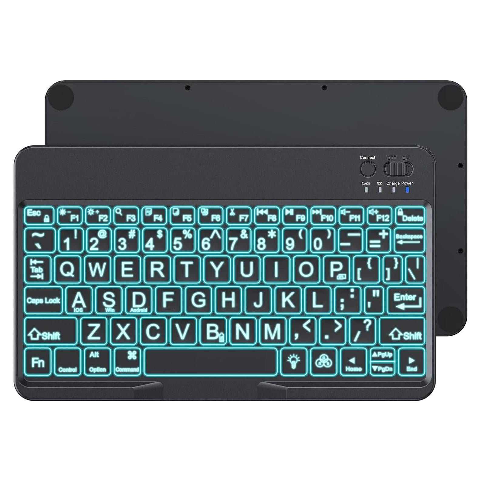 Teclado Bluetooth OMOTON Gran Tamaño para iPad y Tablets - Retroiluminación 7 Colores