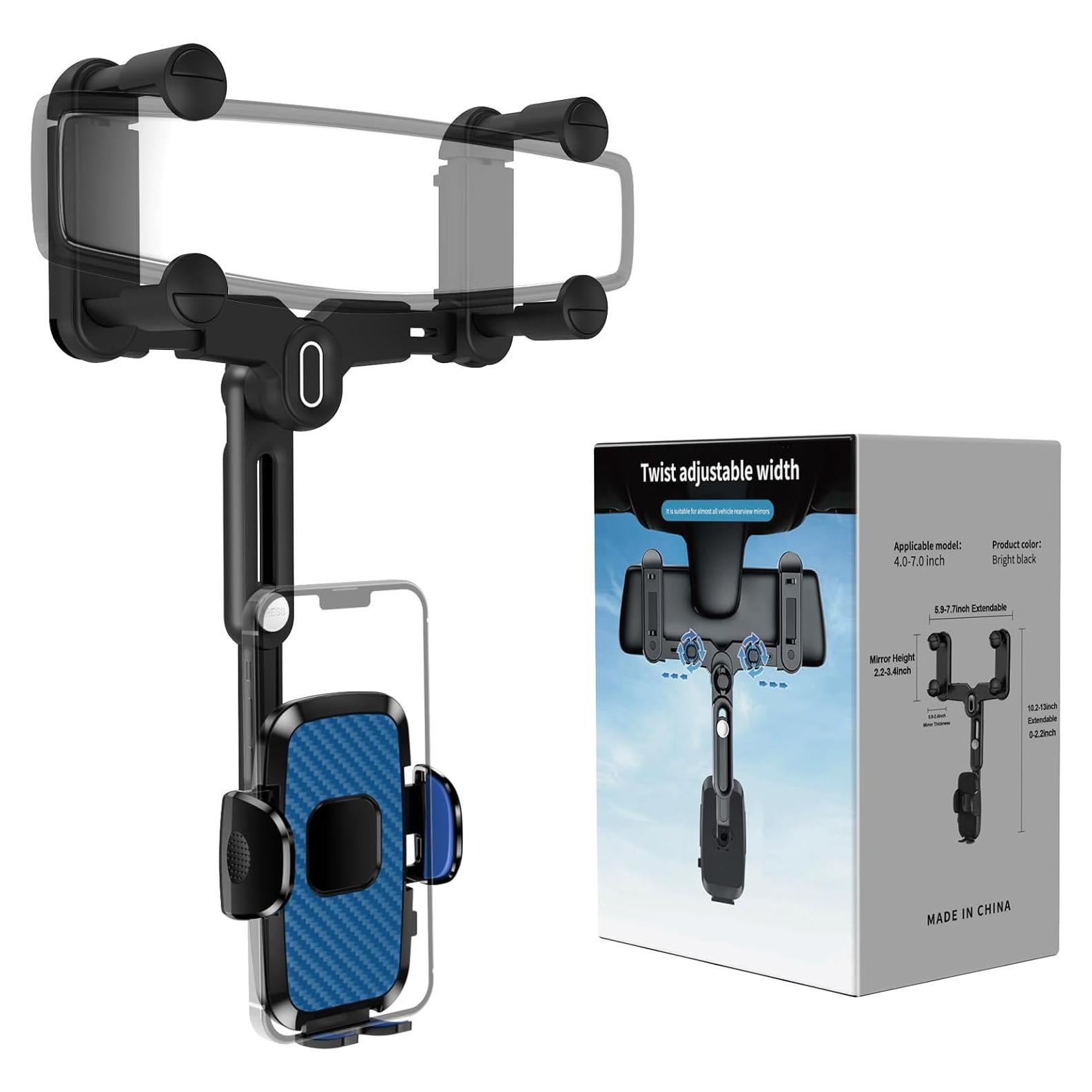 Soporte para Teléfono en Espejo Retrovisor JDHDL Ajustable Azul