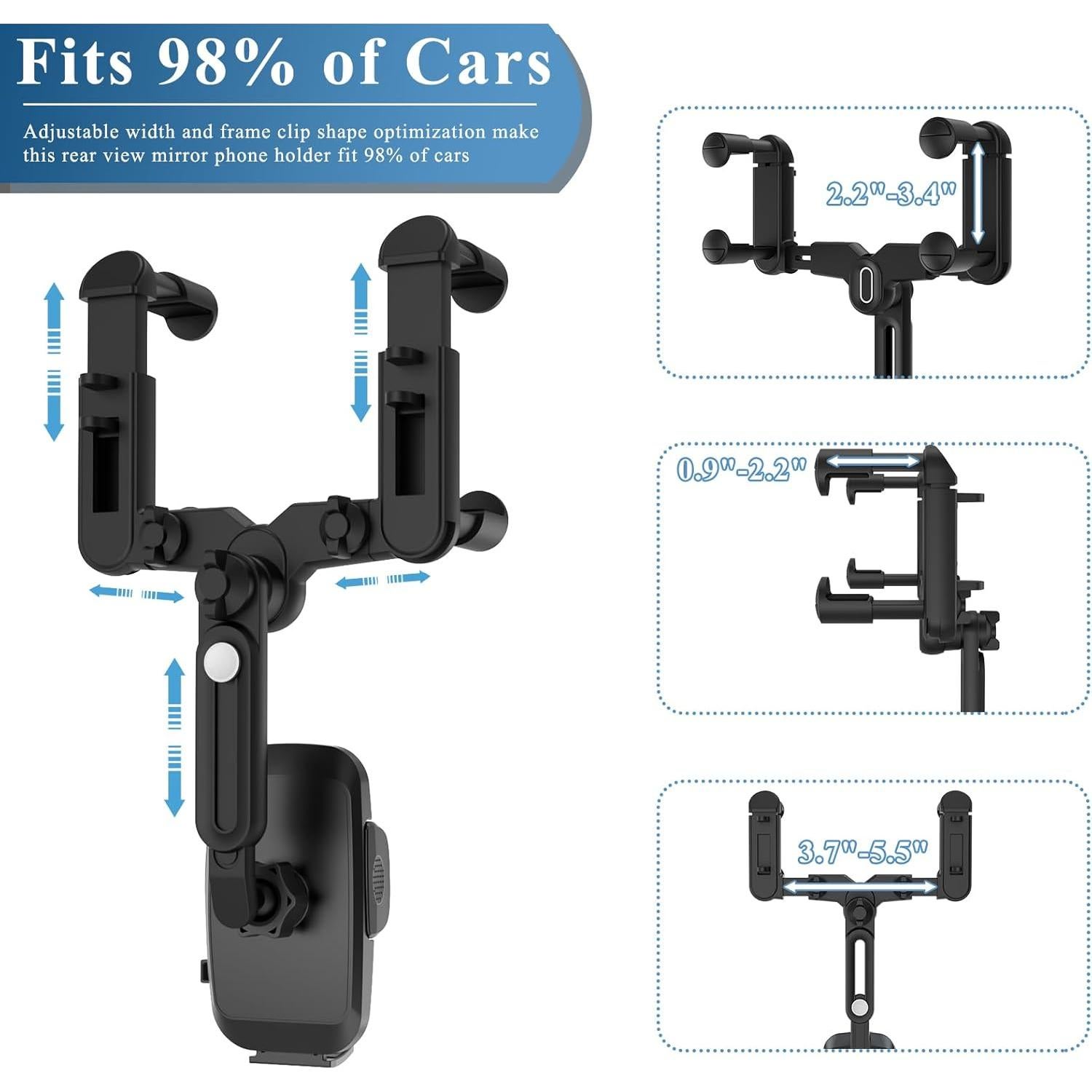 Soporte para Teléfono en Espejo Retrovisor JDHDL Ajustable Azul