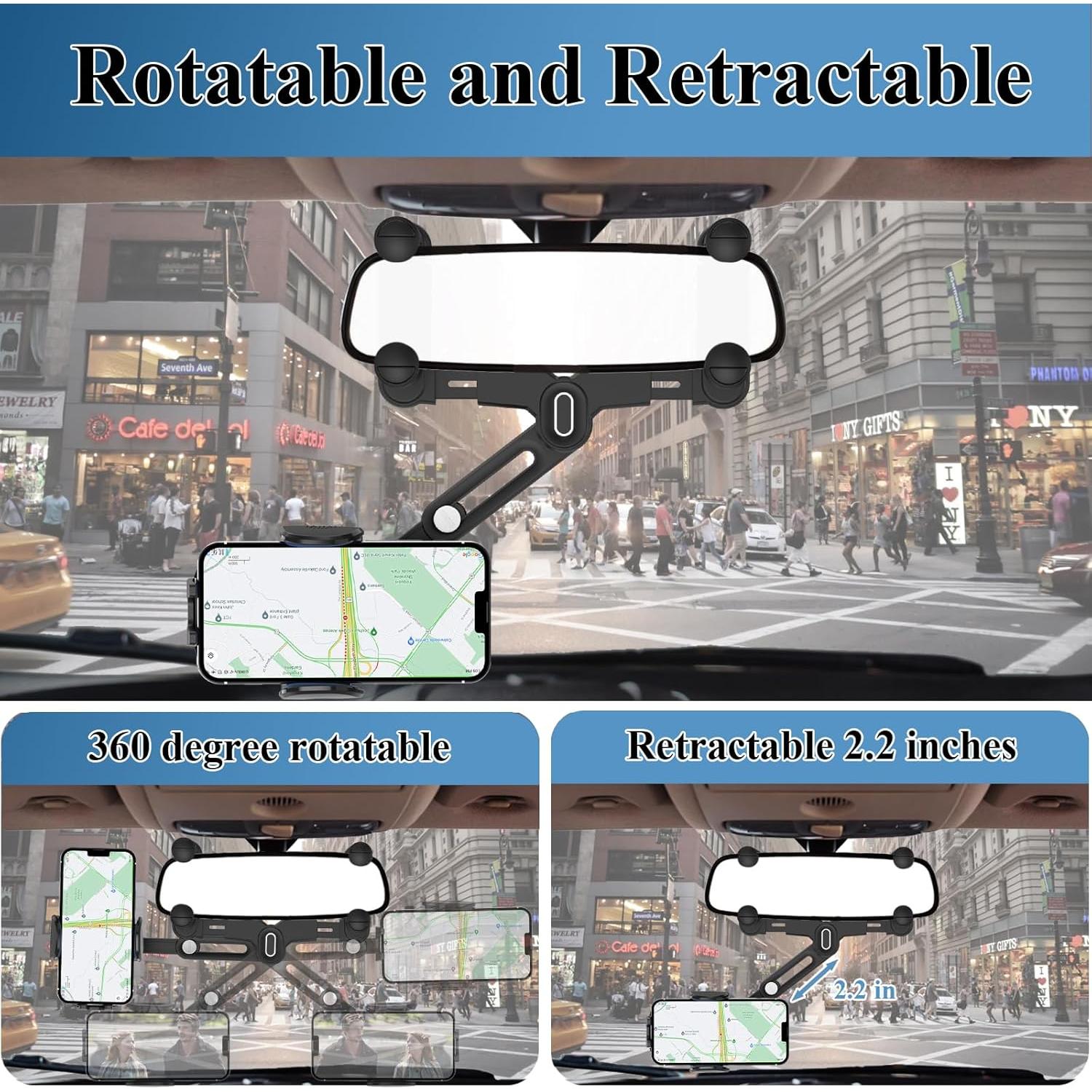 Soporte para Teléfono en Espejo Retrovisor JDHDL Ajustable Azul