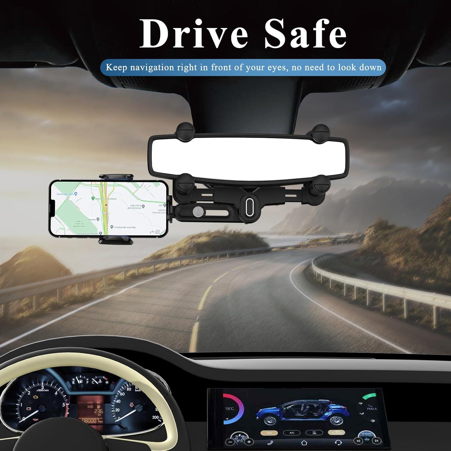 Soporte para Teléfono en Espejo Retrovisor JDHDL Ajustable Azul