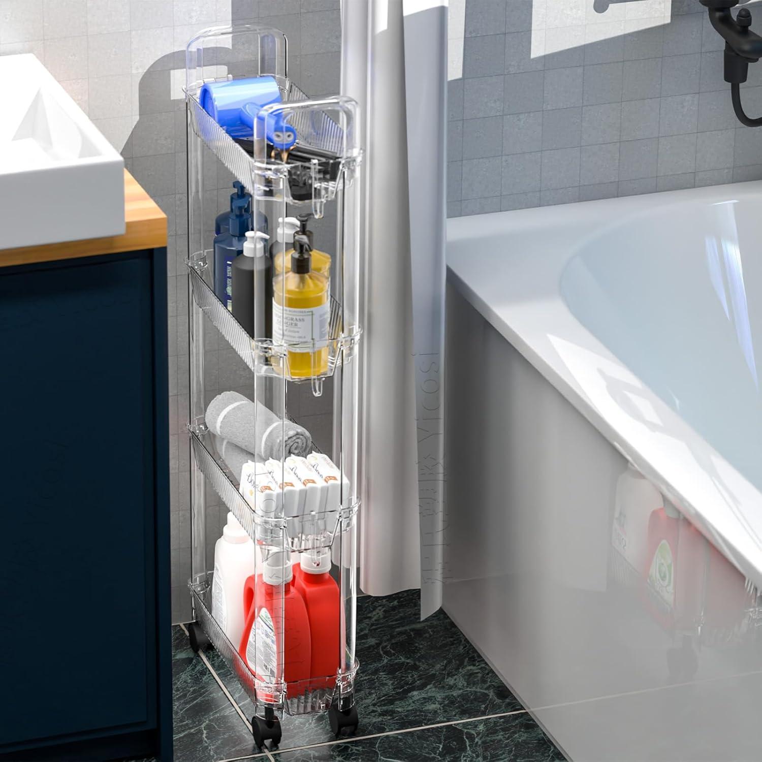 Carro Rodante de Almacenamiento Yieach 3 Niveles Transparente