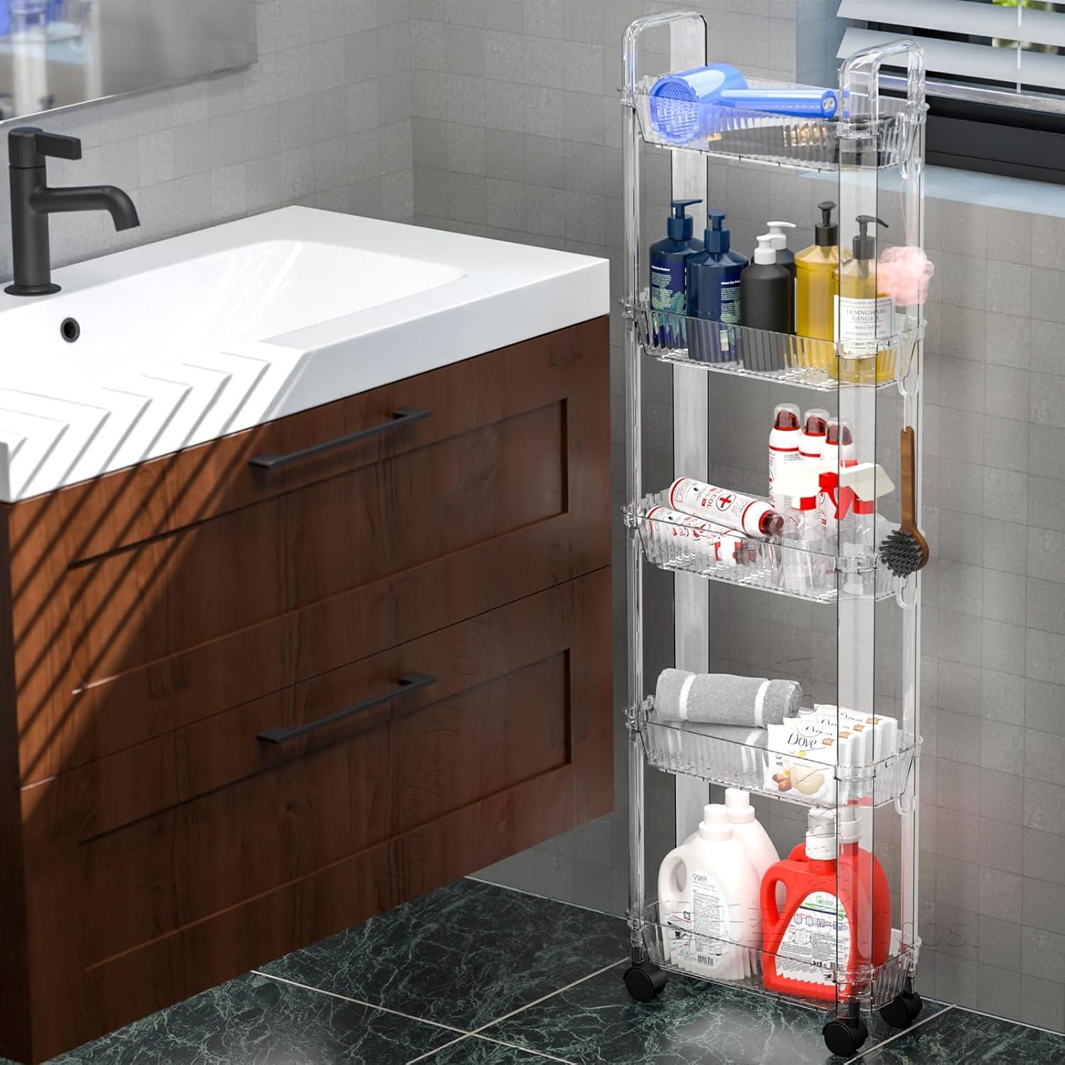 Carro Rodante de Almacenamiento Yieach 3 Niveles Transparente