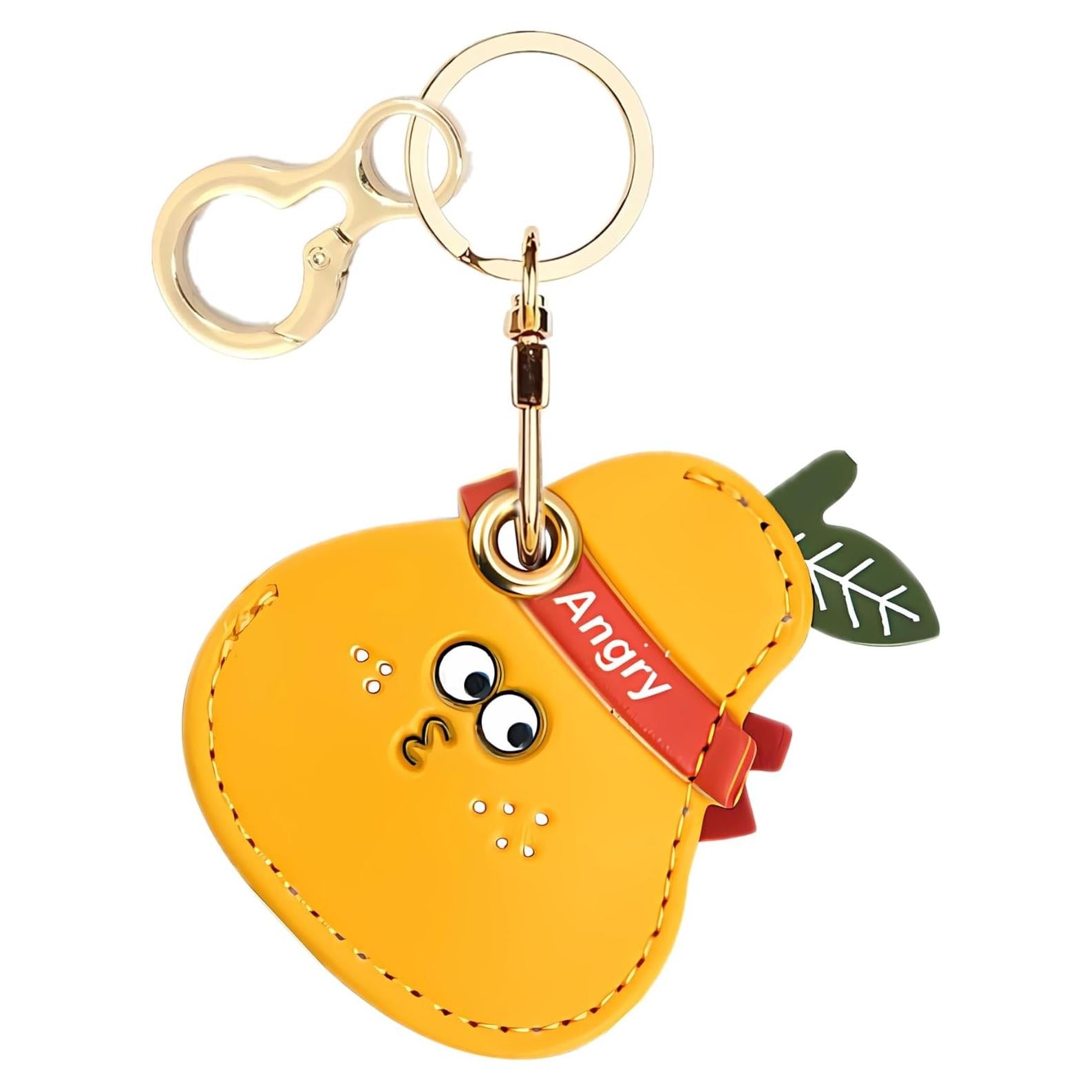 Funda de cuero PU para AirTag BORKUANA con anillo llavero