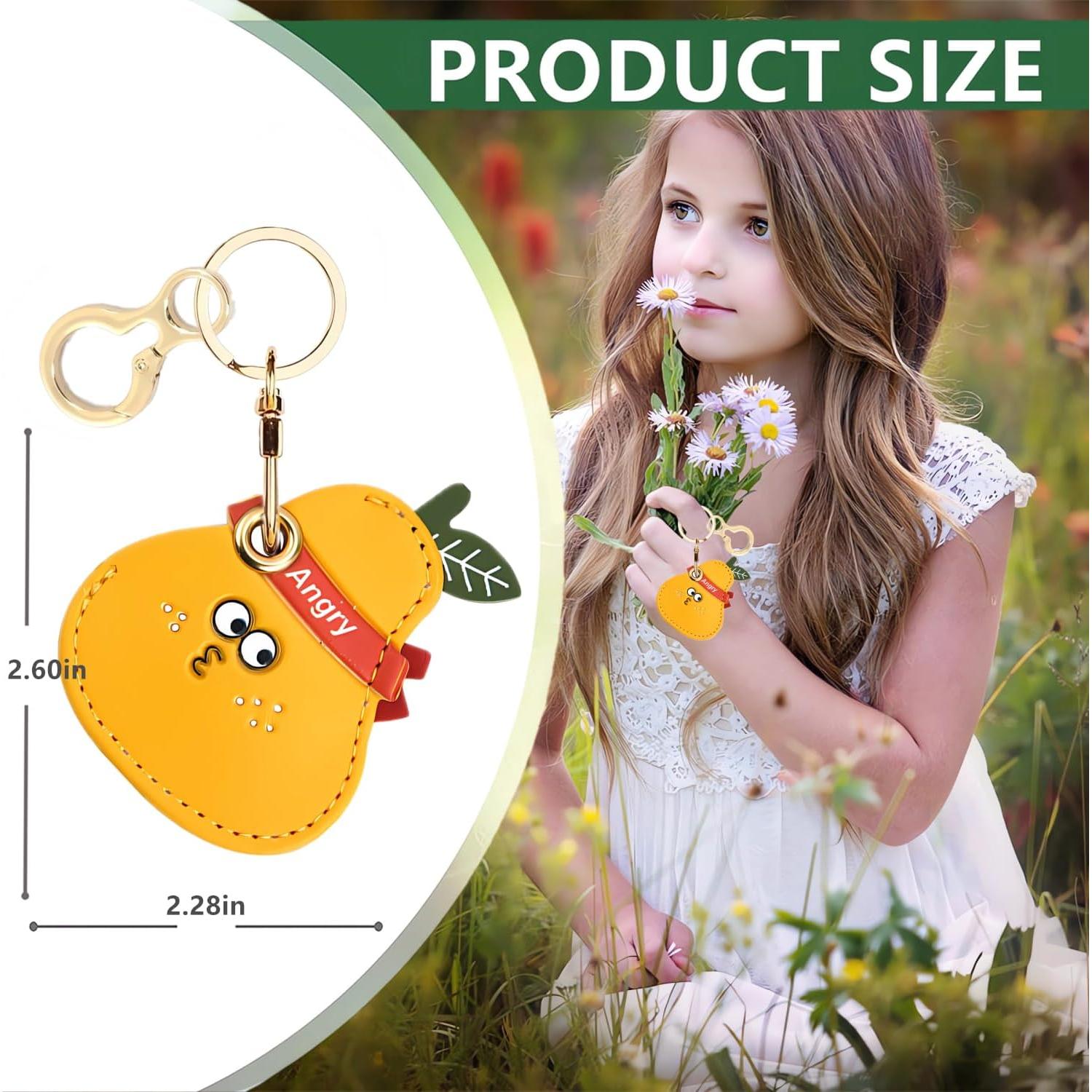 Funda de cuero PU para AirTag BORKUANA con anillo llavero