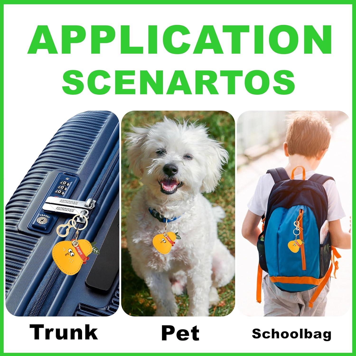 Funda de cuero PU para AirTag BORKUANA con anillo llavero