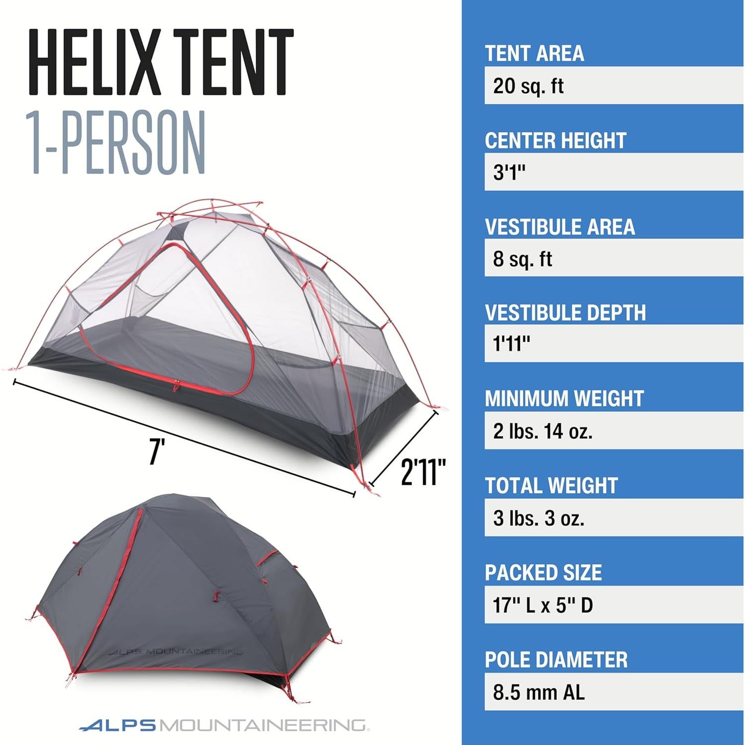 Tienda de Camping Helix ALPS Mountaineering 1 Persona 3 Estaciones