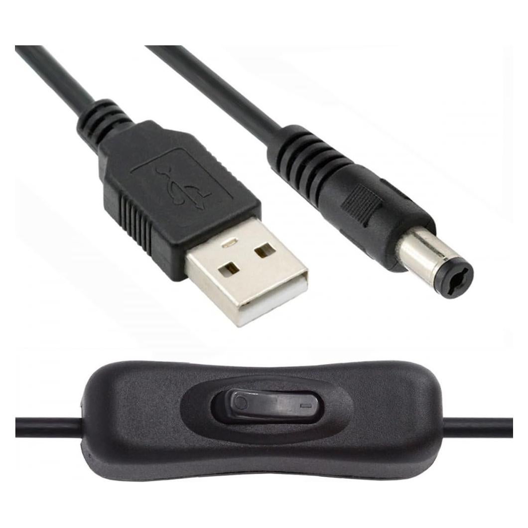 Cable DC 5.5mm con USB Tipo-A y botón encendido 1m CY