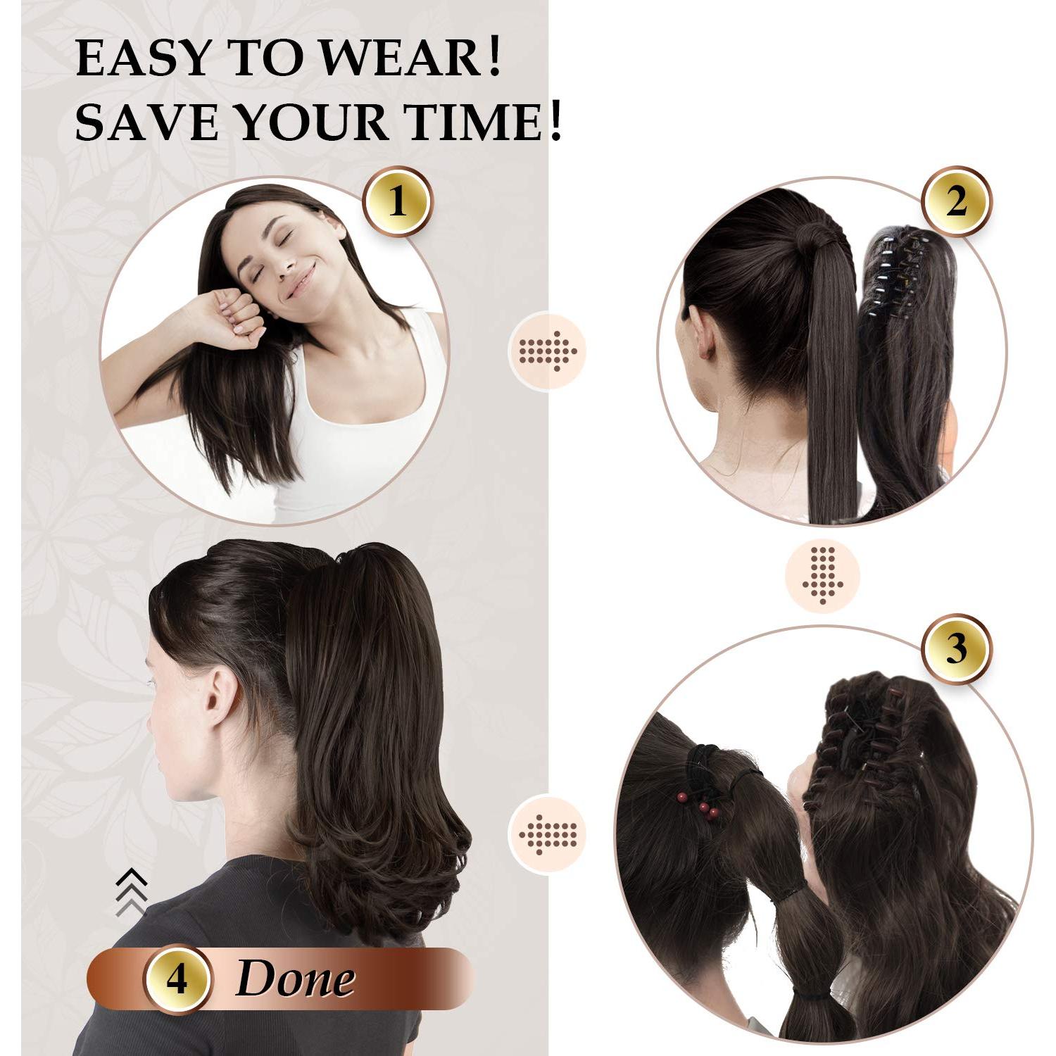 Extensión de Cola de Caballo Sofeiyan 33 cm Rizada Clip Natural