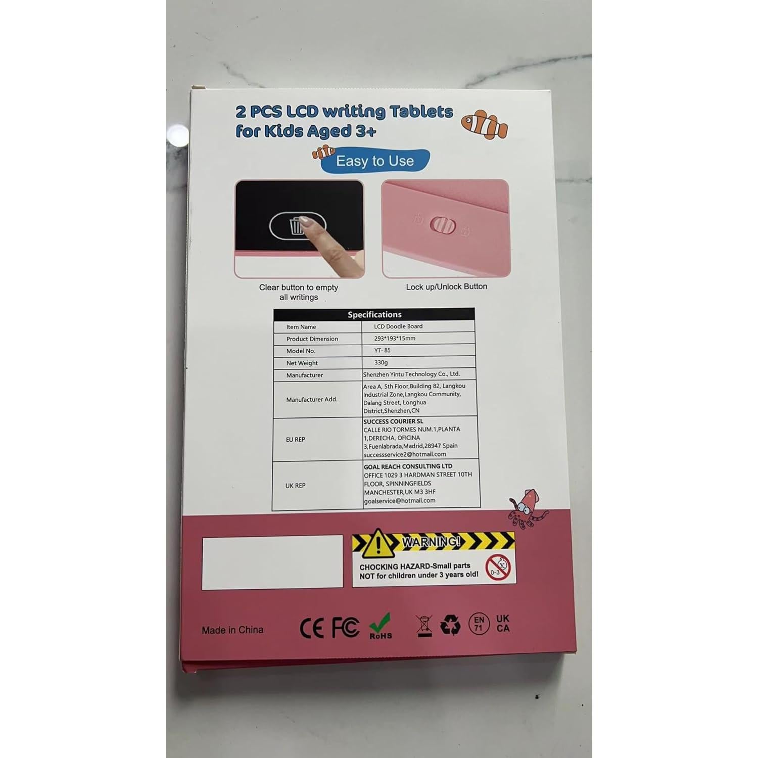 Tableta de Escritura LCD Kogabanny 22.5x14.6cm 2 Piezas