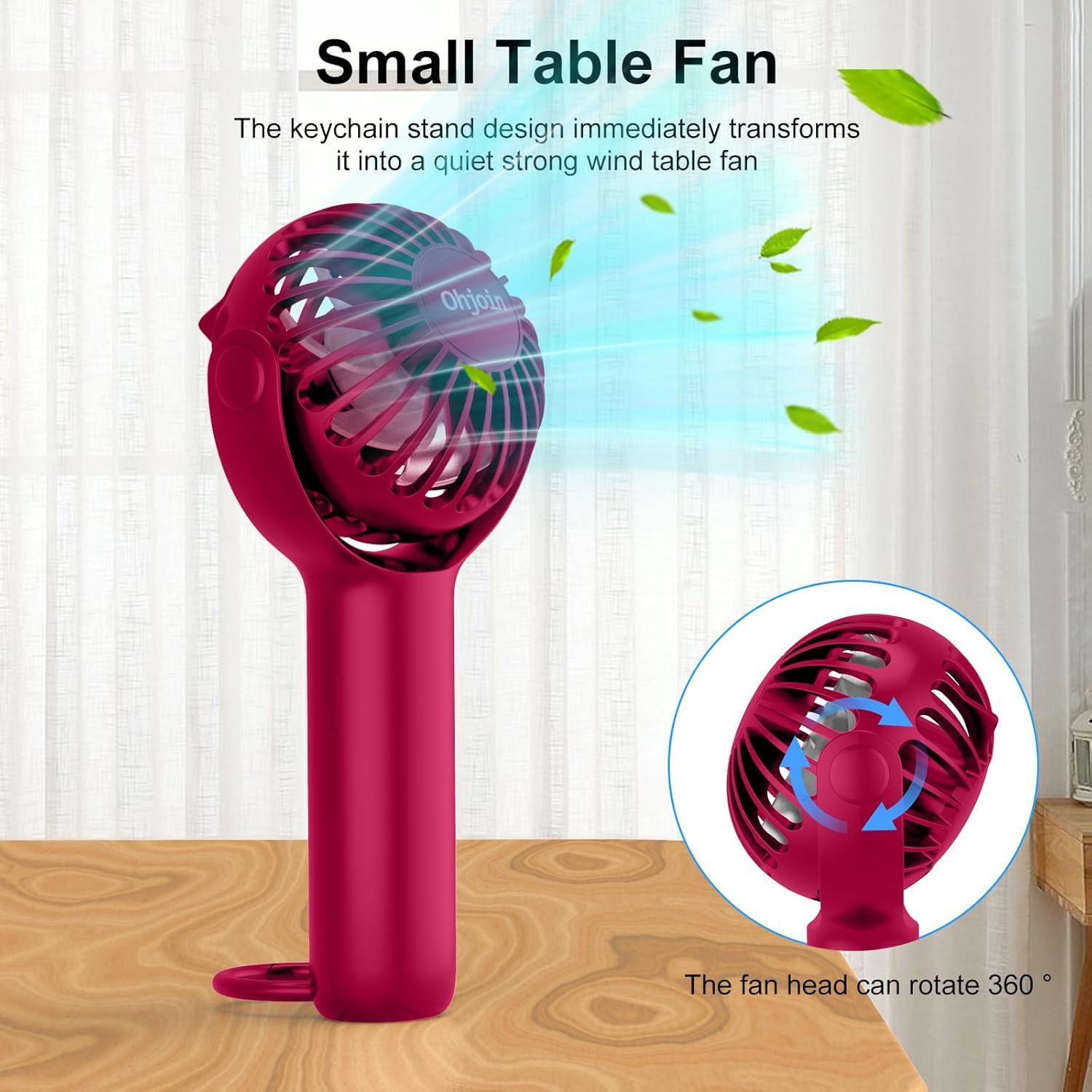 Ventilador de Mano Ohjoin Mini 2 en 1 Recargable USB Rojo