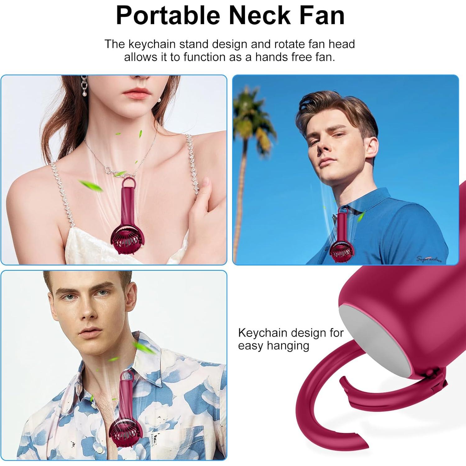 Ventilador de Mano Ohjoin Mini 2 en 1 Recargable USB Rojo