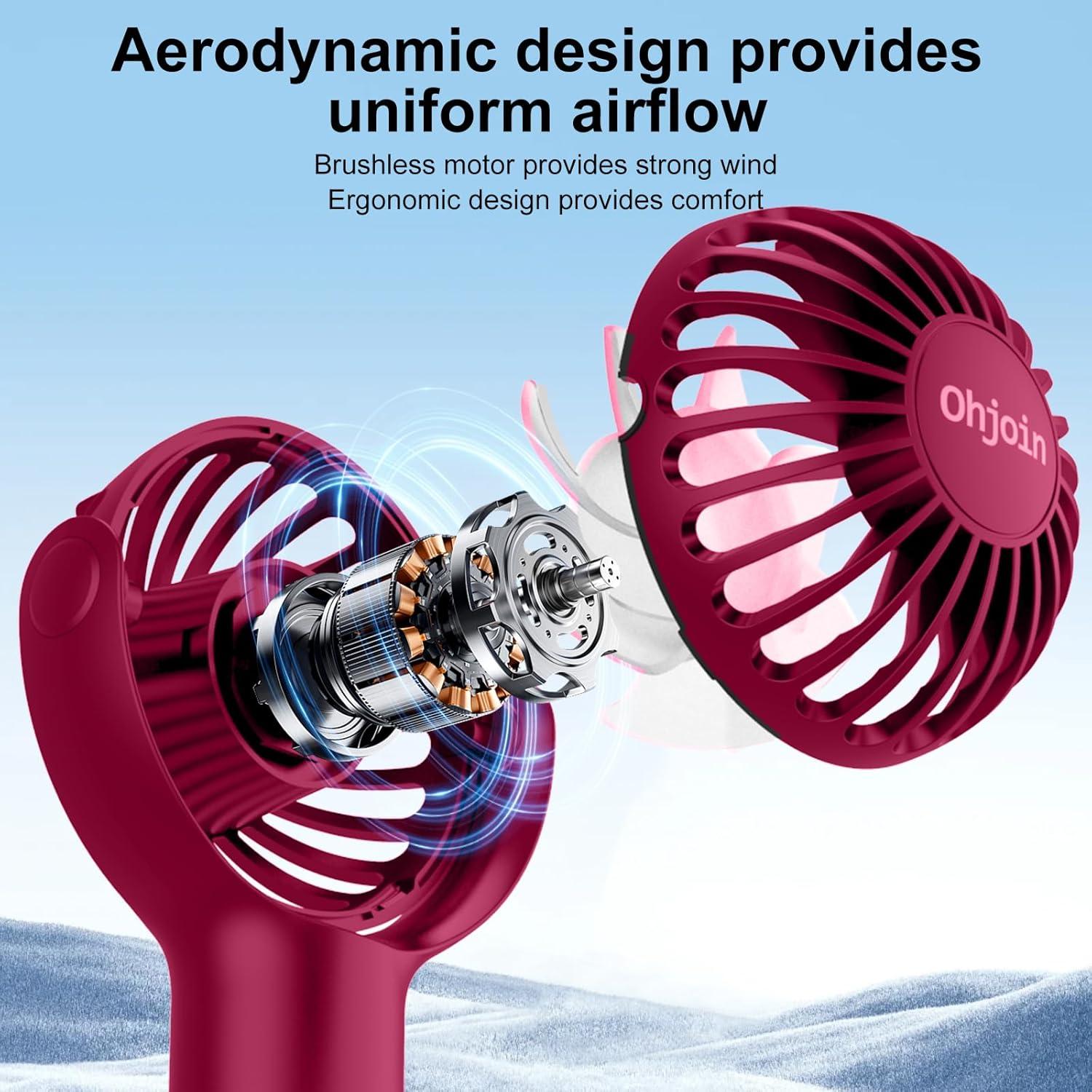 Ventilador de Mano Ohjoin Mini 2 en 1 Recargable USB Rojo