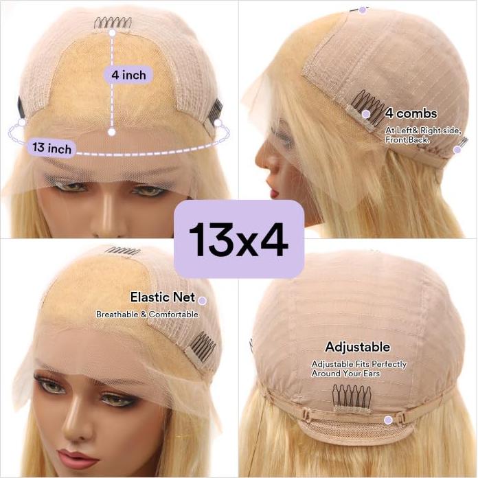 Peluca Frontal SIYUSI 76 cm Rubia 200% Densidad Cabello Humano