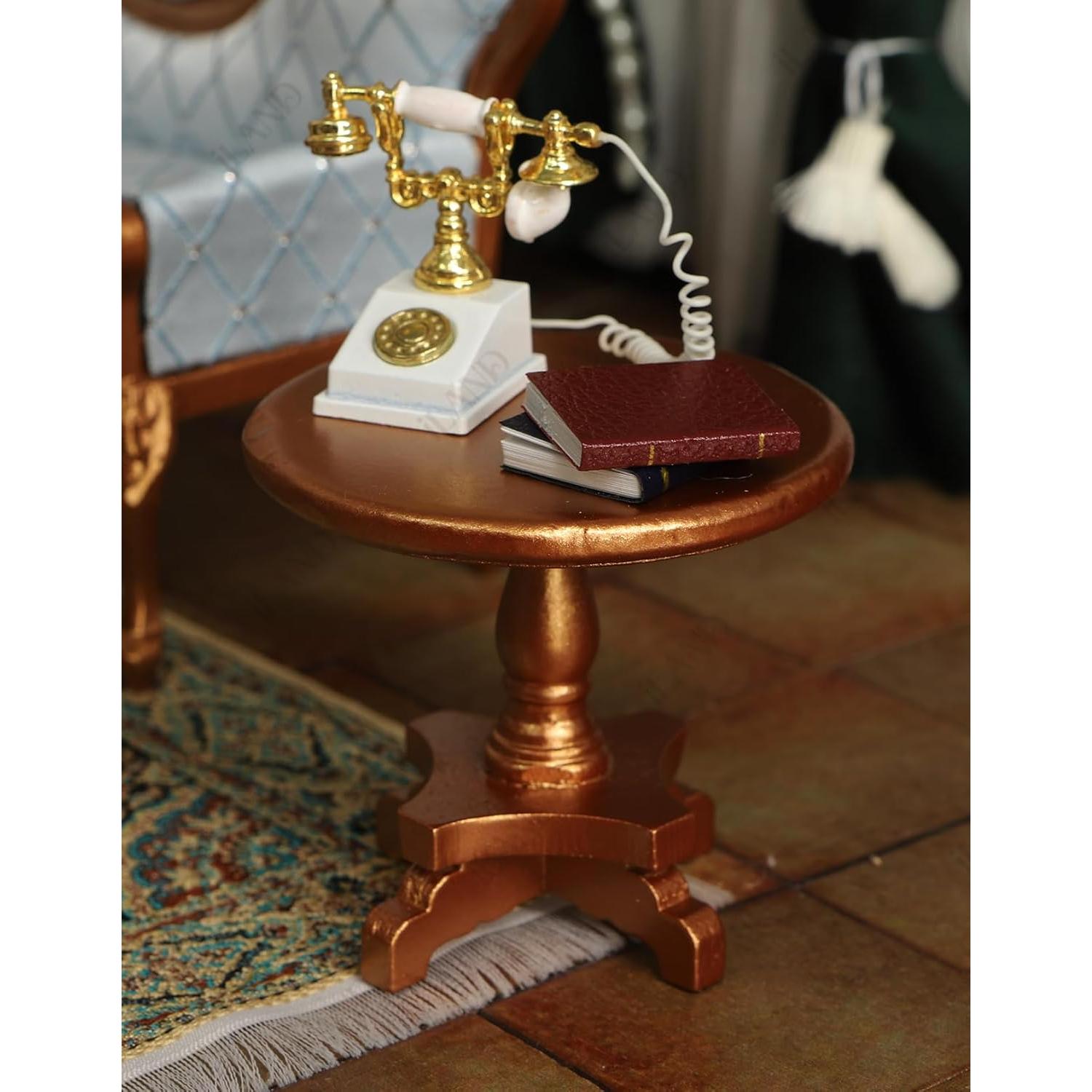 Conjunto de Muebles para Casa de Muñecas iLAND 8 Piezas Oro y Azul