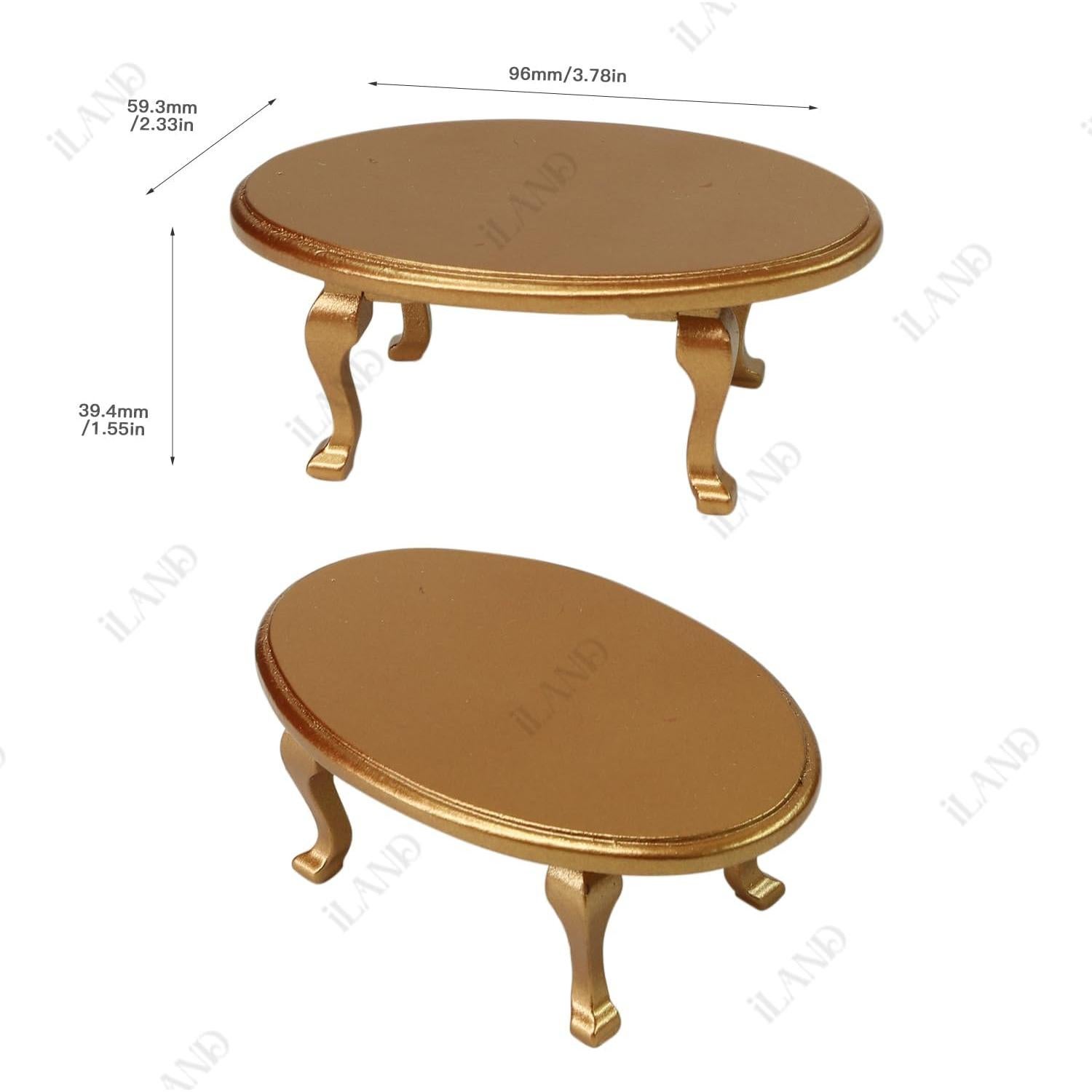 Conjunto de Muebles para Casa de Muñecas iLAND 8 Piezas Oro y Azul