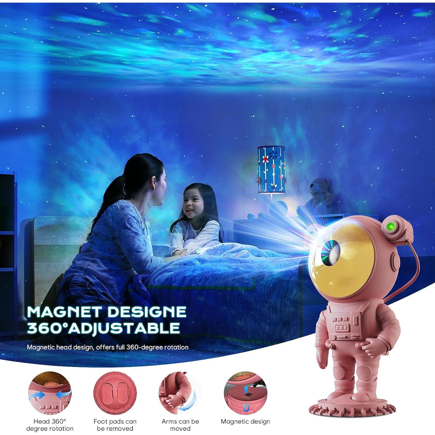 Proyector de Estrellas LPONGPOCUI Astronauta Rosa con Control Remoto