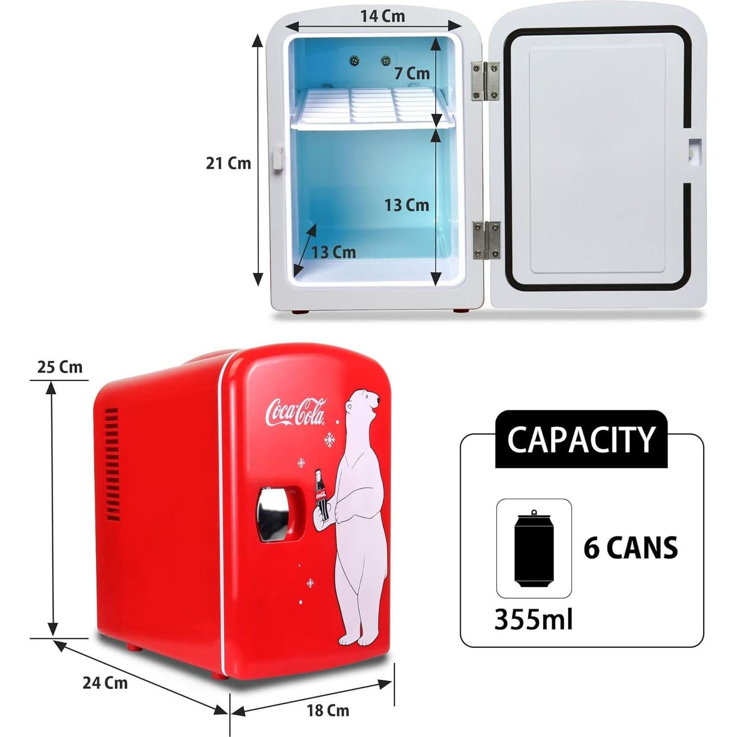 Coca Cola Polar Bear Mini Fridge Compact and Cute Refrigerator for Bedroom Office Dorm Travel Skincare Snacks and Drinks Small Portable Fridge with Adorable Polar Bear Design Perfect for Any Space
