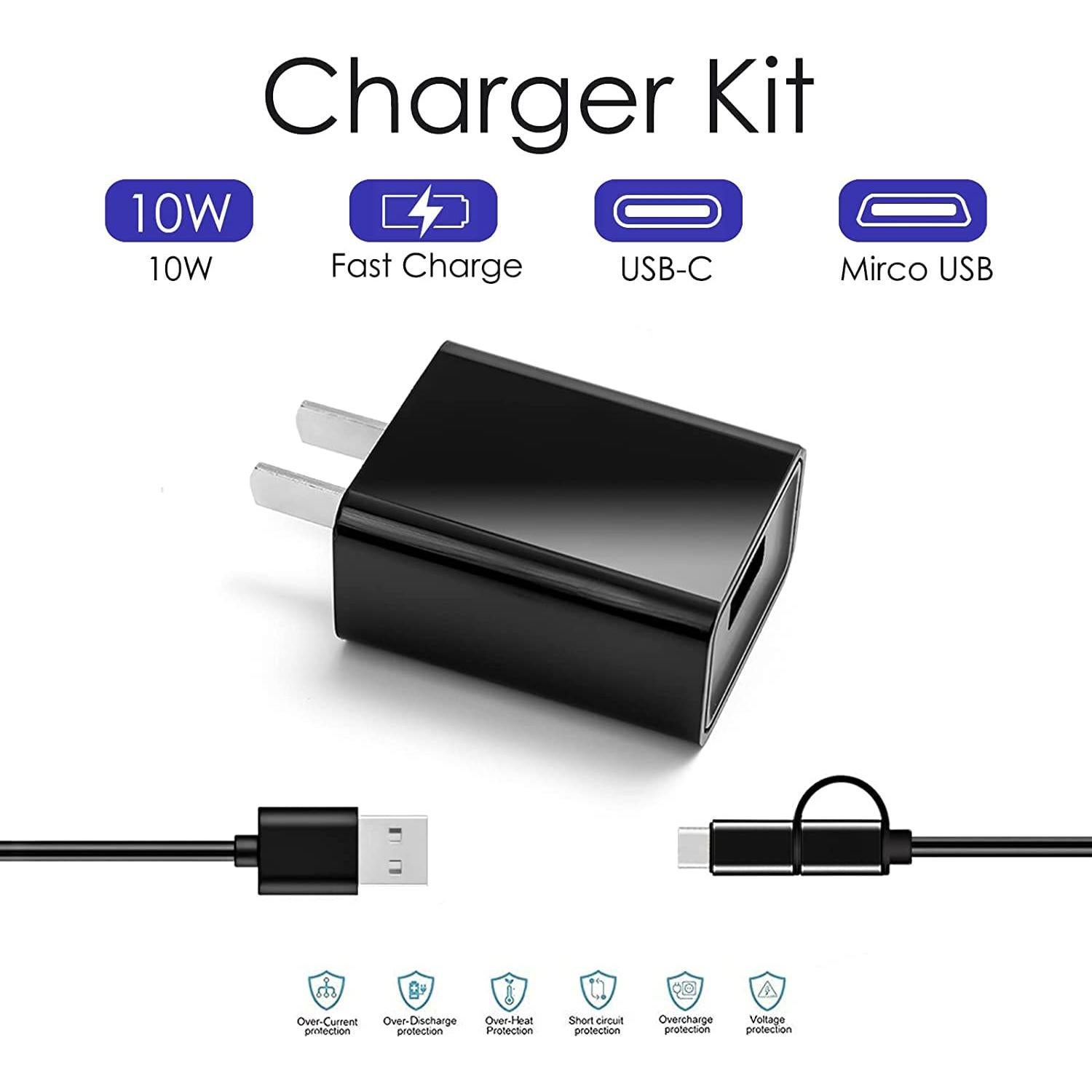 Cargador de pared USB C 5V 2A + cable 2 en 1 YCWZZH