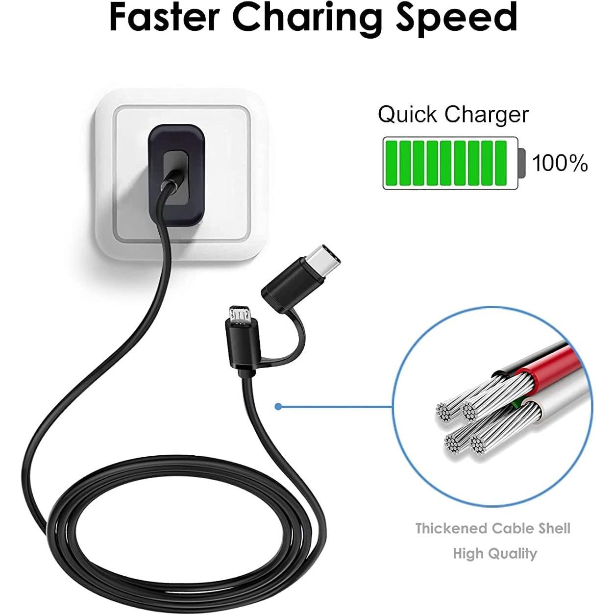 Cargador de pared USB C 5V 2A + cable 2 en 1 YCWZZH