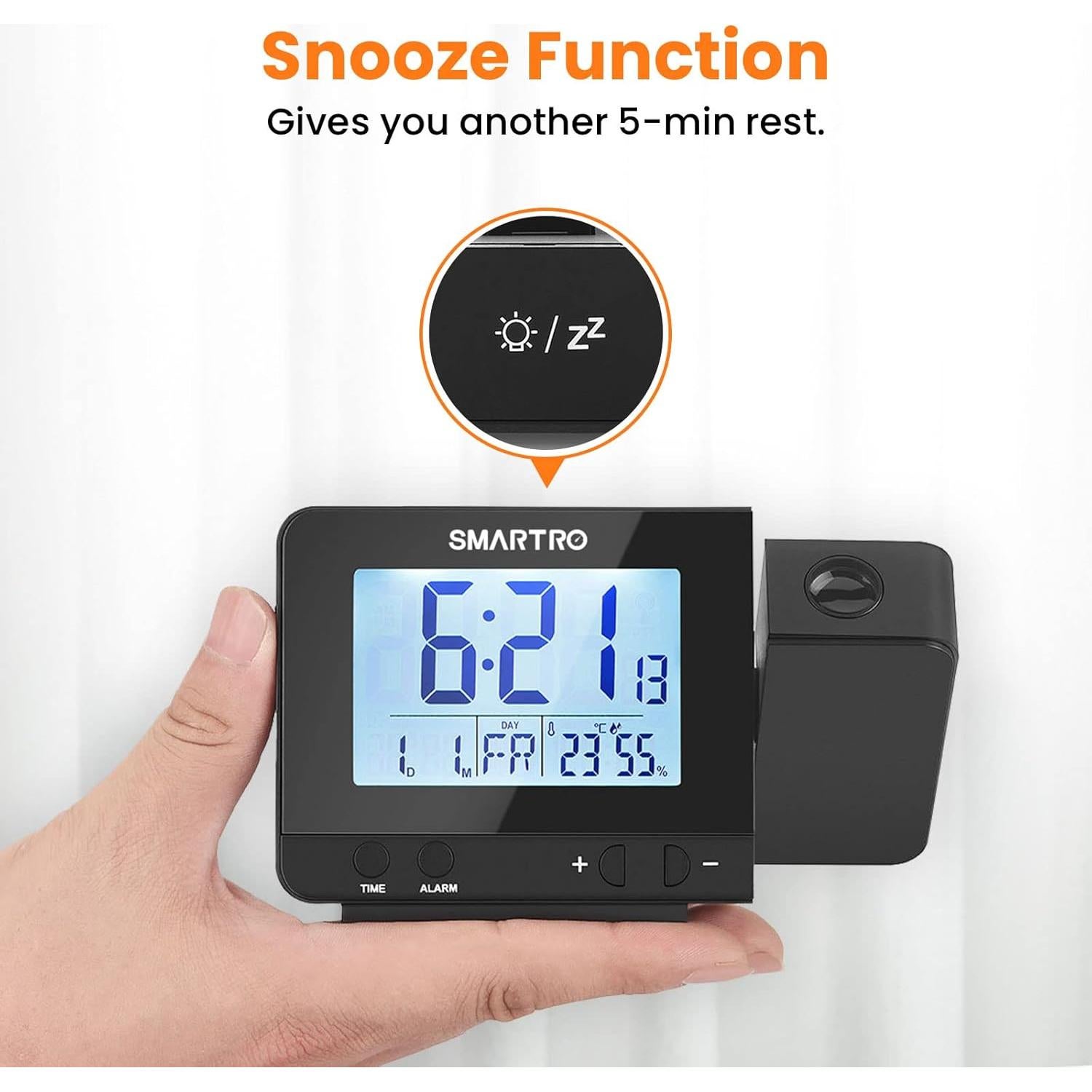 Reloj Despertador Digital SMARTRO con Proyector y USB