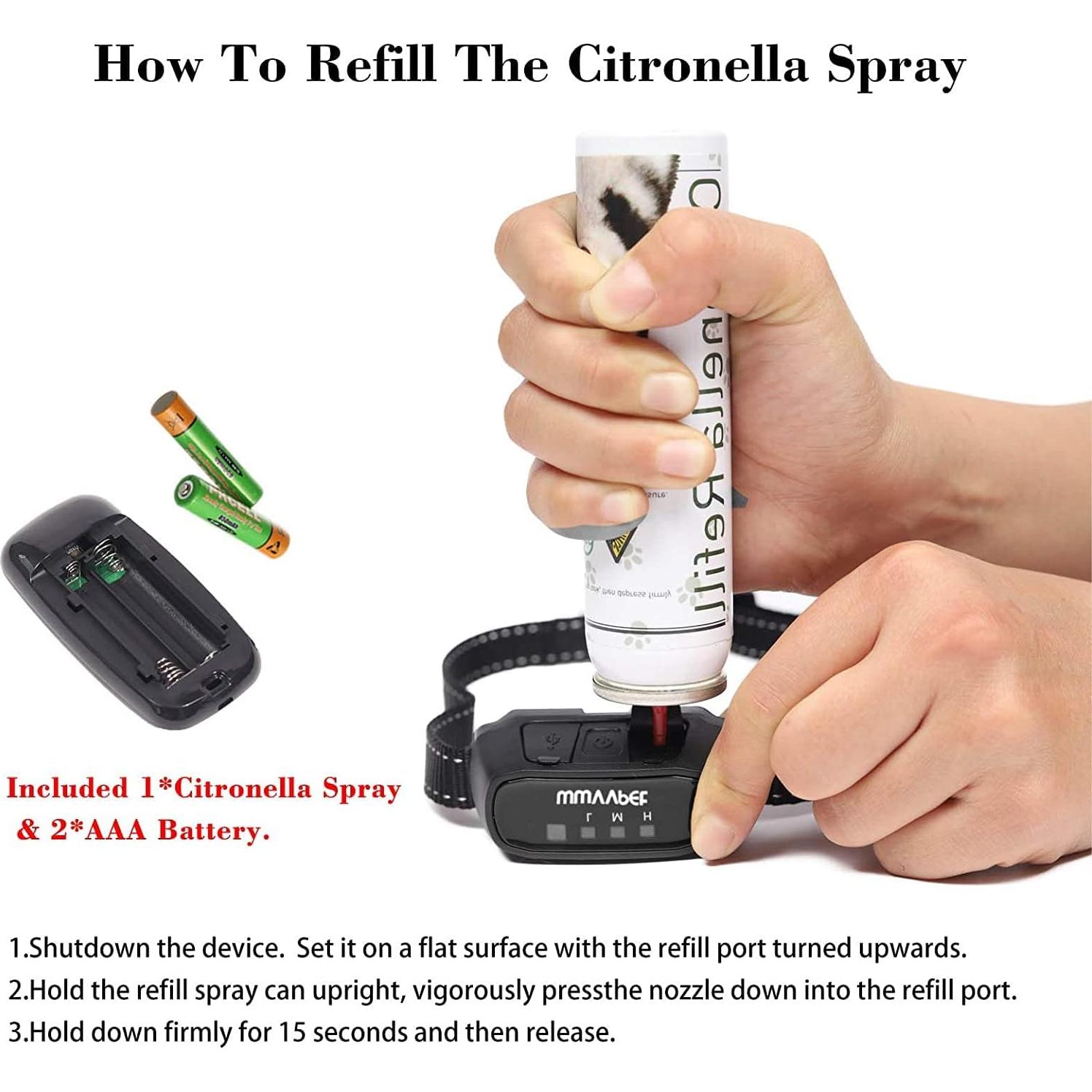 Citronella Dog Training Collar with Remote, Auto + Manual 2 Modes, Spray + Beep Citronella Dog Bark Control Collar, No Electric Shock Humane Safe Rechargeable Waterproof Anti Bark Device for Dogs