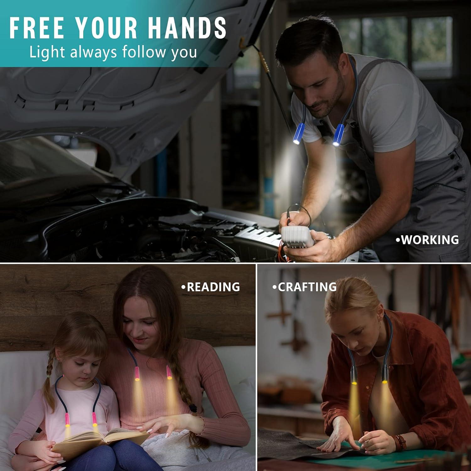 Luz de Lectura Vekkia para el Cuello - 3 Colores, 9 Brillos