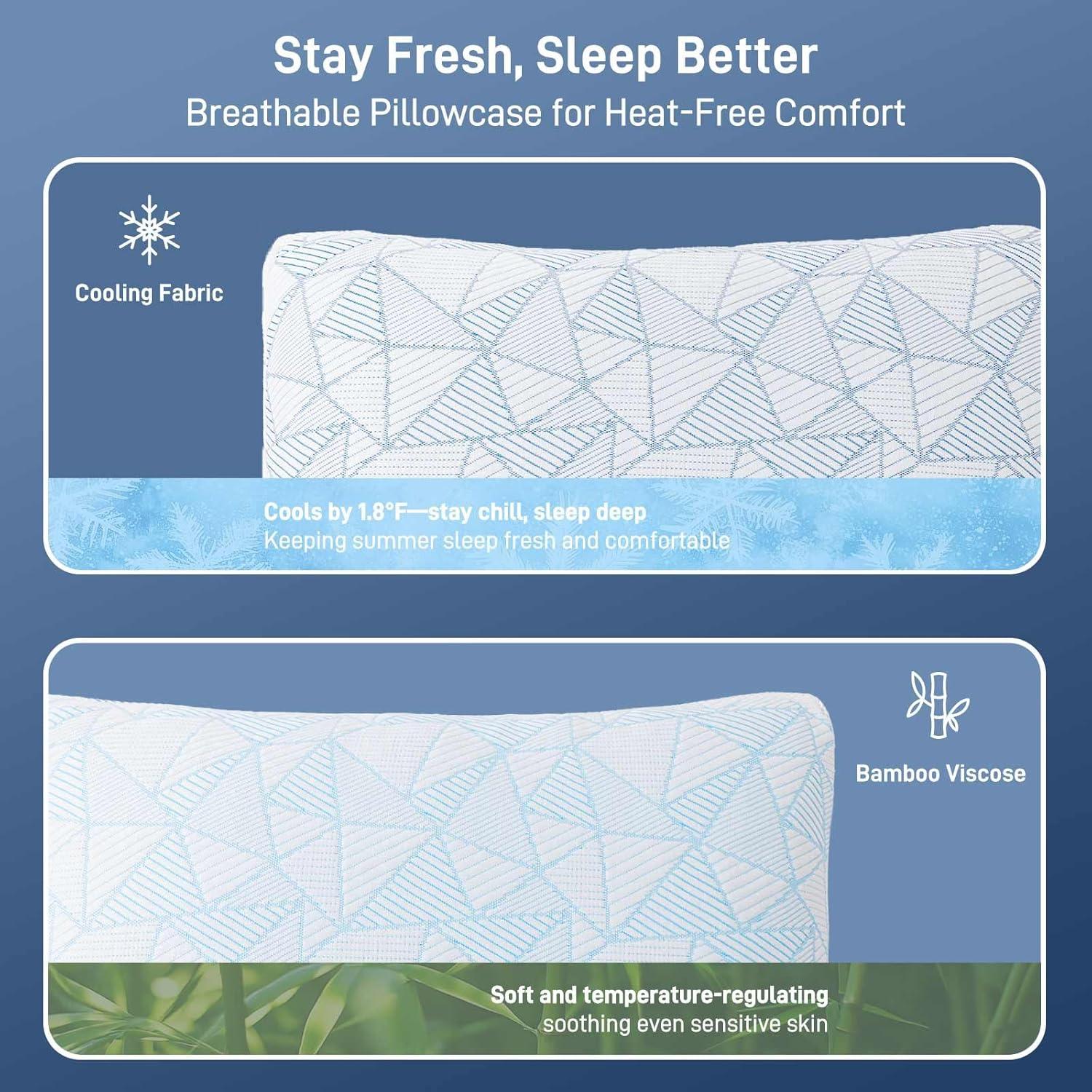 Almohada Ajustable Caelorin Queen Viscosa Bambú Espuma Memoria