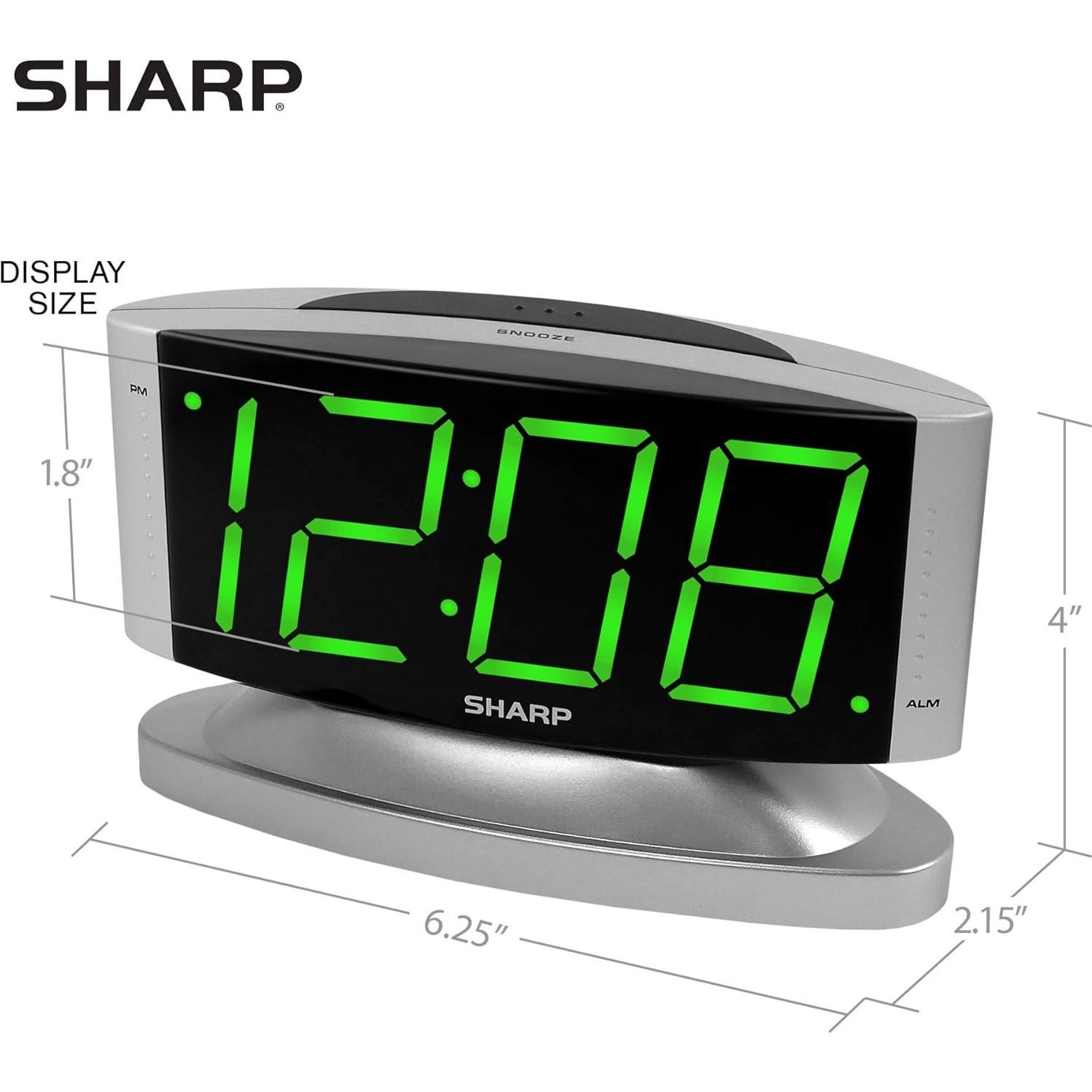 Reloj Despertador Digital SHARP LED Verde - Base Giratoria