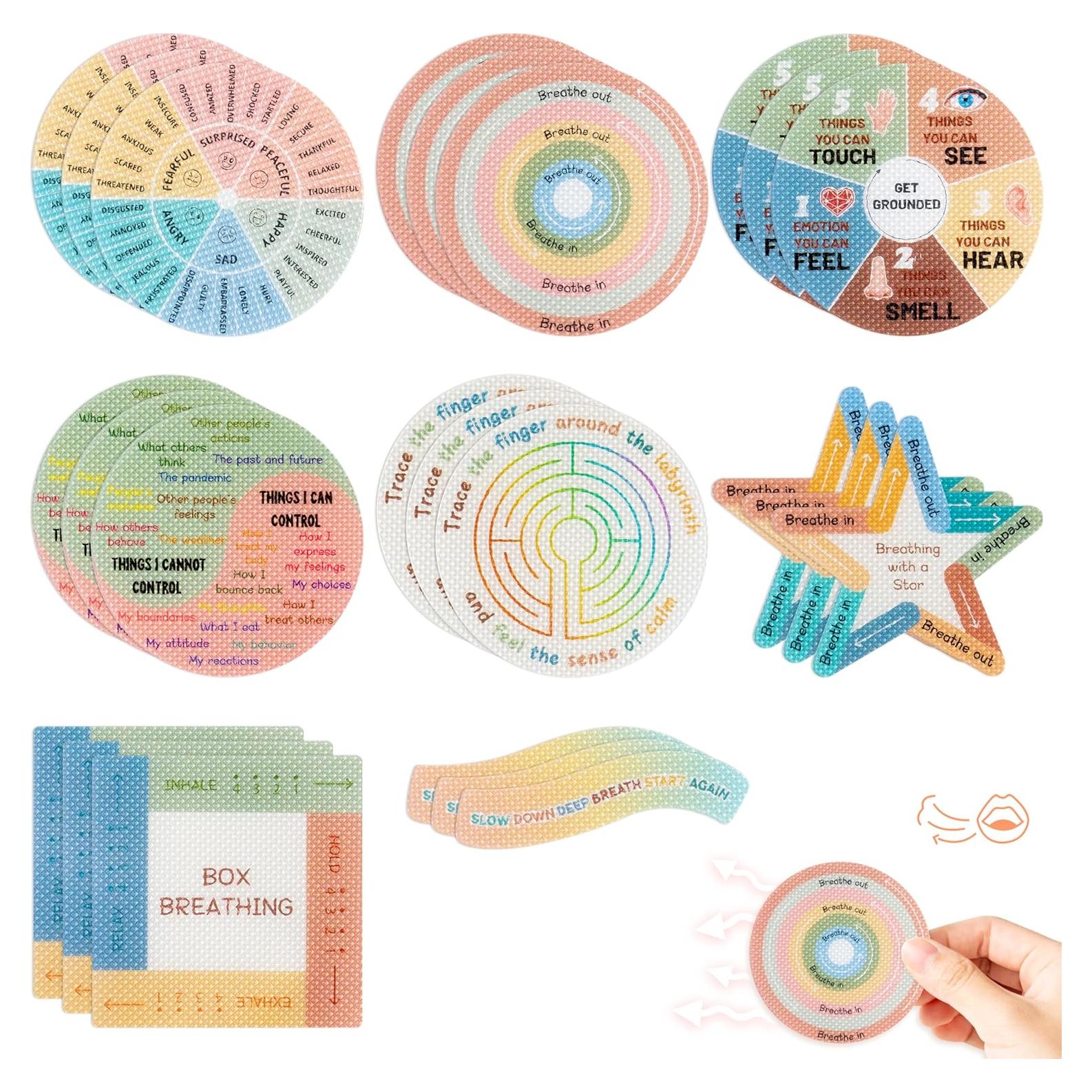 Etiquetas Sensoriales de Ansiedad H1vojoxo 24 Piezas Alivio Estrés