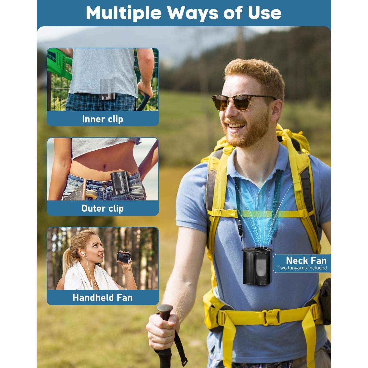 Ventilador Portátil Girasol de Cintura Recargable 4000mAh