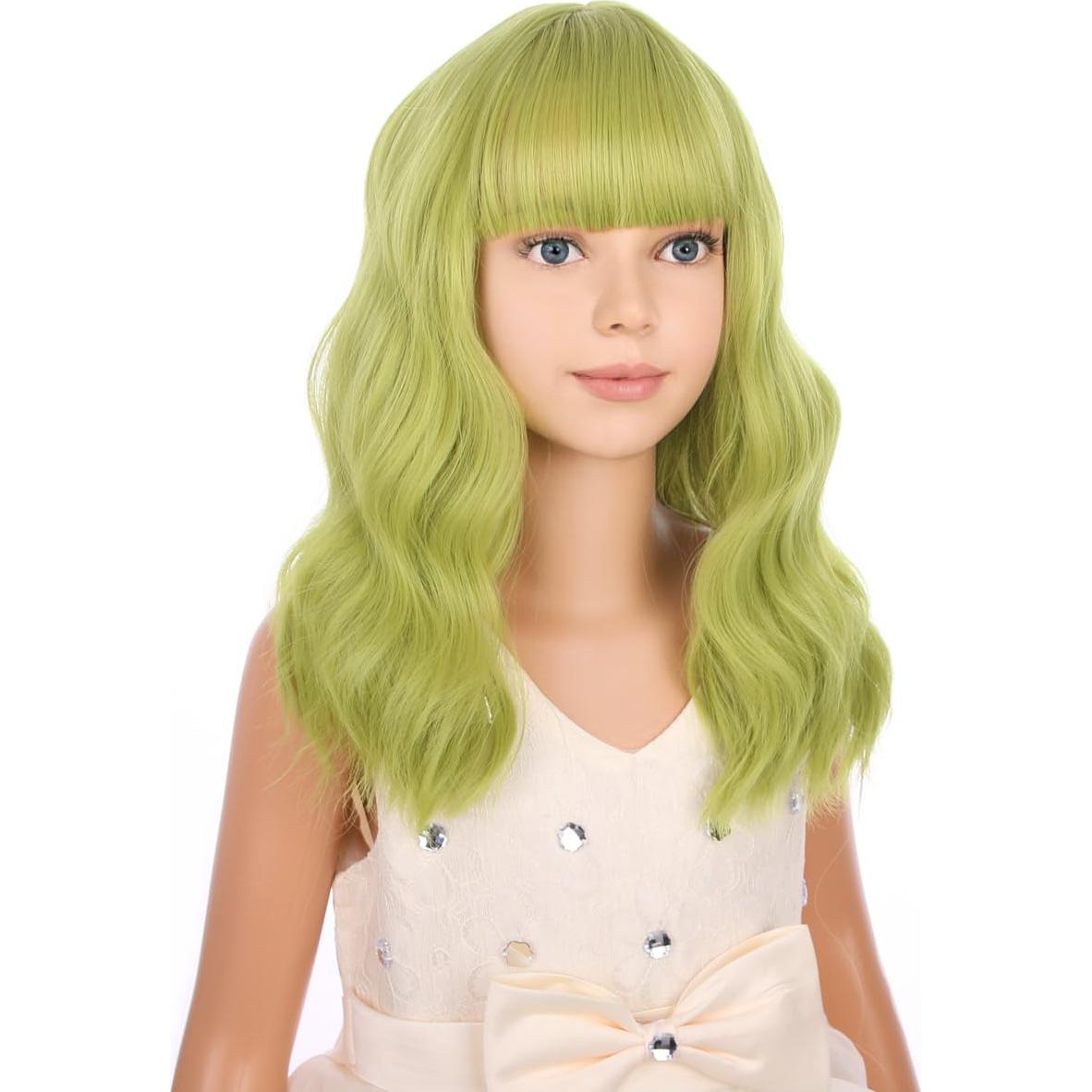 Peluca Verde Oliva PATTNIUM Corta Rizada 30 cm