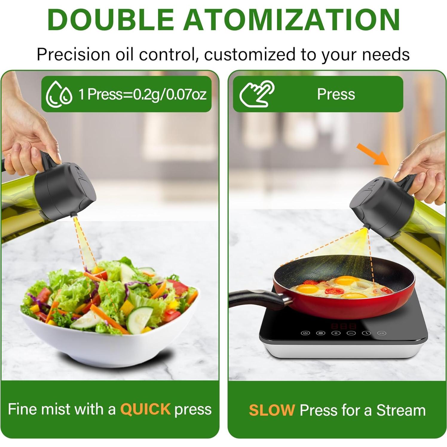 Pulverizador y Dispensador de Aceite Vakoo 470ml Vidrio Grado Alimenticio