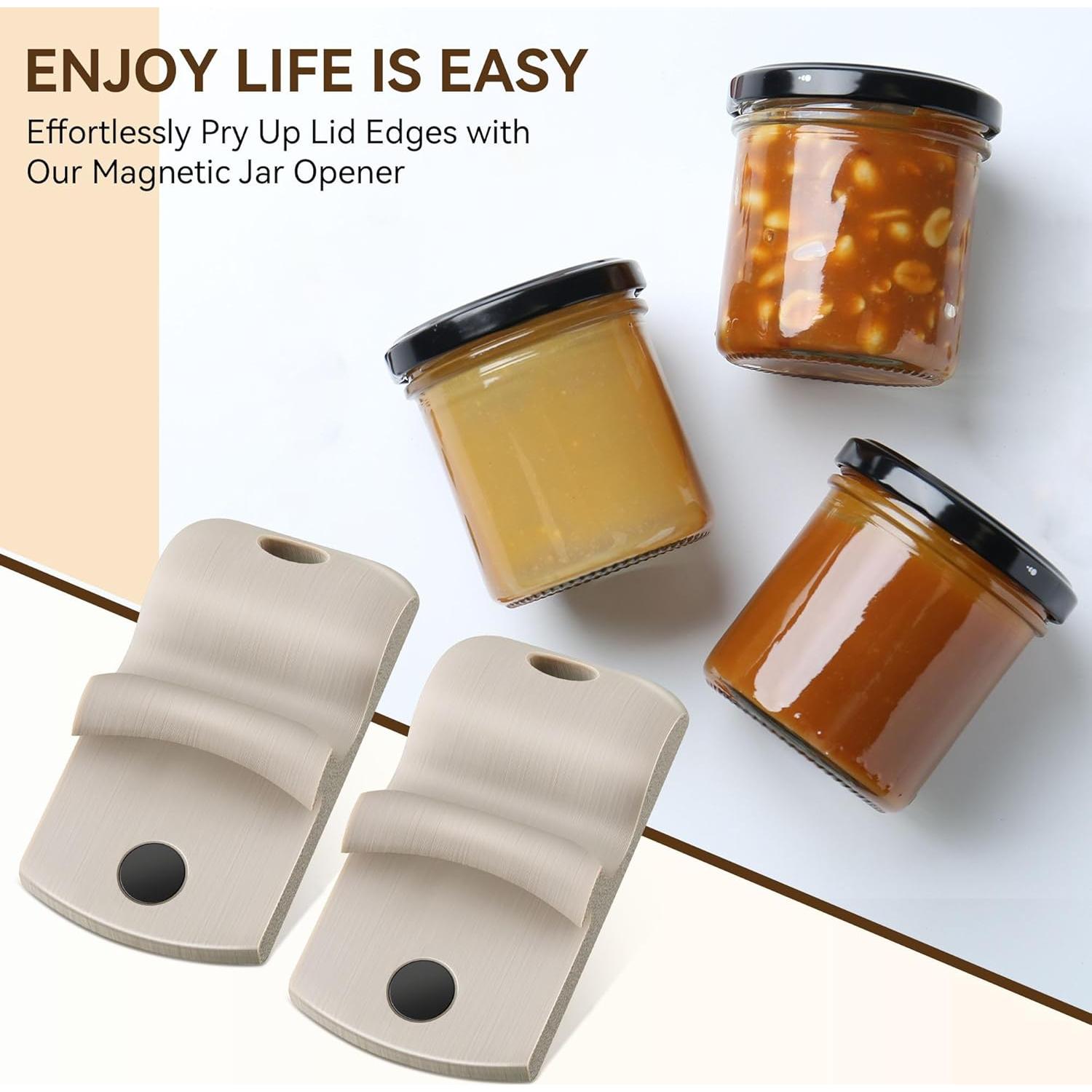 Abridores de Tarros Dreyoo - 2 Piezas Beige, Imán Fuerte