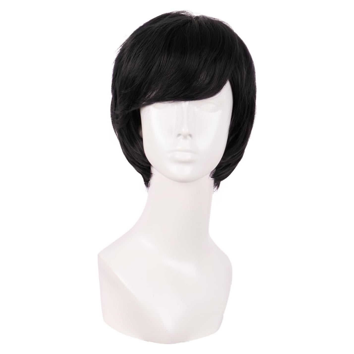 Peluca de Cosplay MapofBeauty Corto Rizado Negro 25 cm