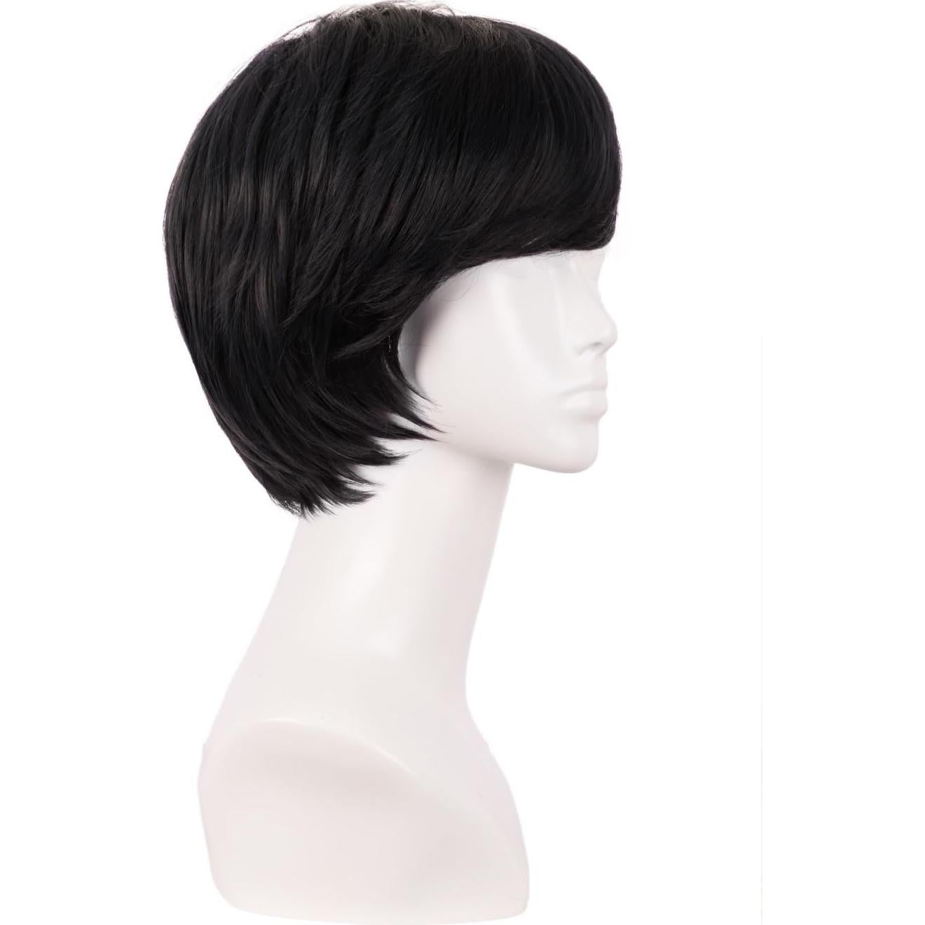 Peluca de Cosplay MapofBeauty Corto Rizado Negro 25 cm