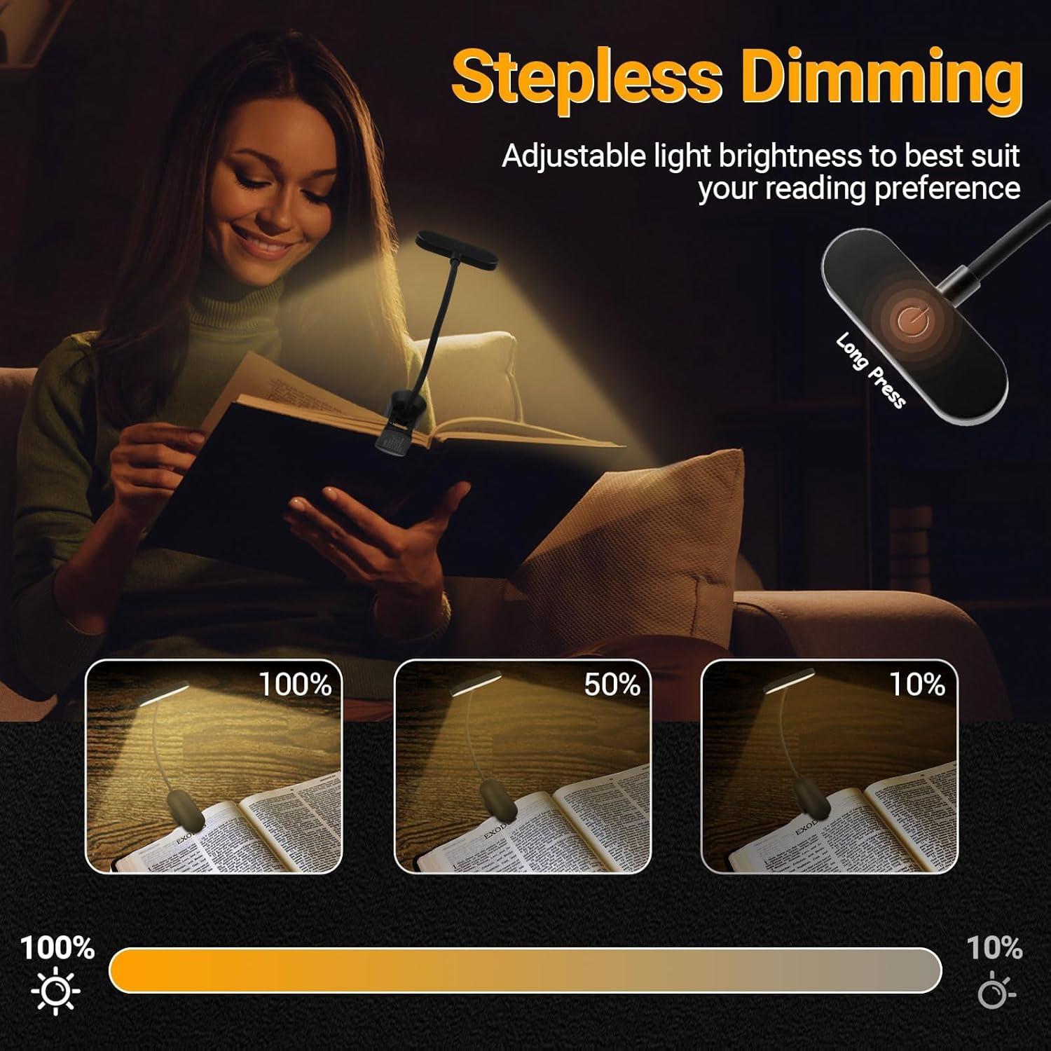 Luz de Libro TATAANTY Recargable 14 LEDs 3 Modos de Color