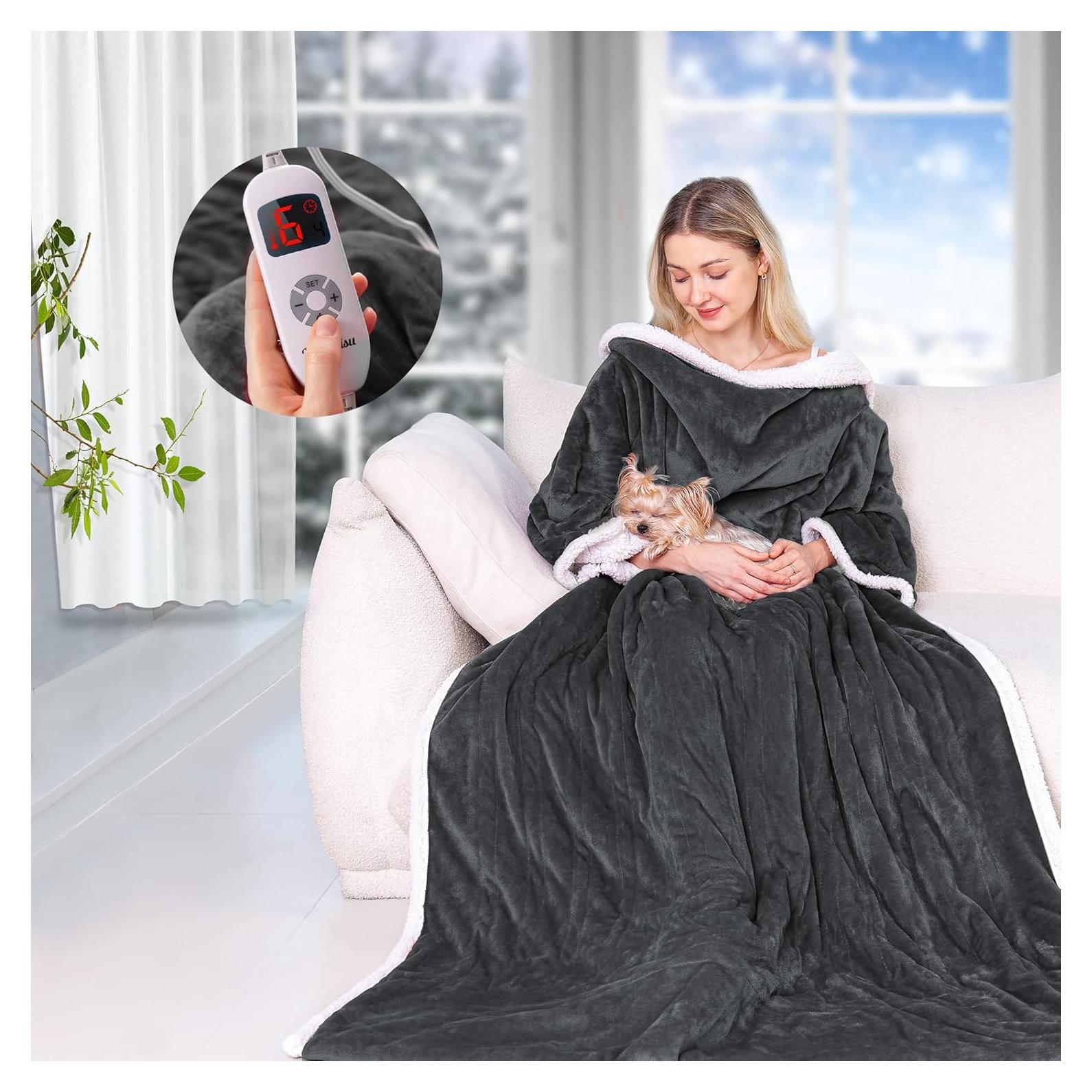 Manta Térmica Eléctrica Yokimisu 127x178 cm Gris con Mangas