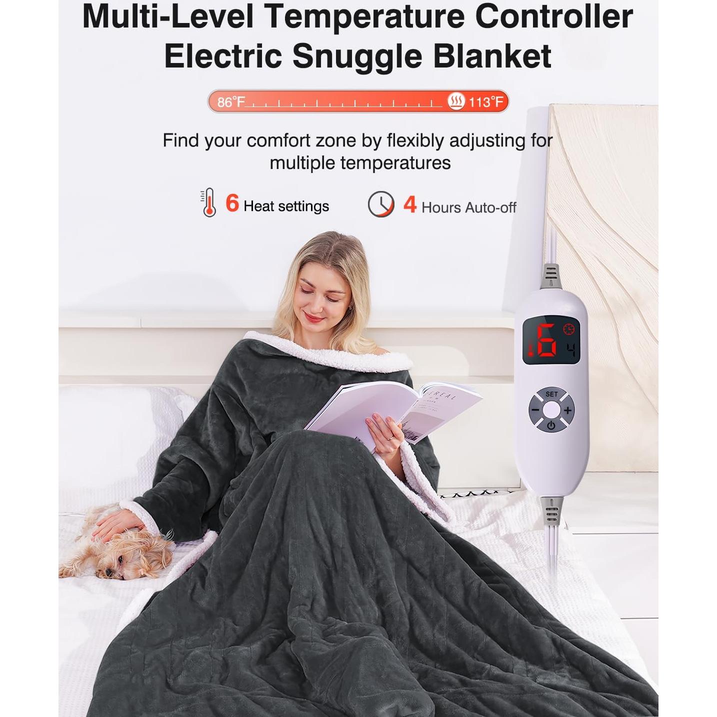 Manta Térmica Eléctrica Yokimisu 127x178 cm Gris con Mangas